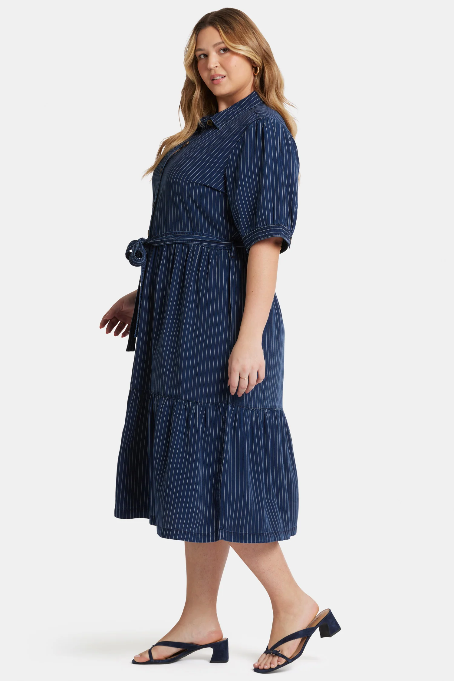 Kate Ruffle Dress In Plus Size - Dark Ocean - Image 3