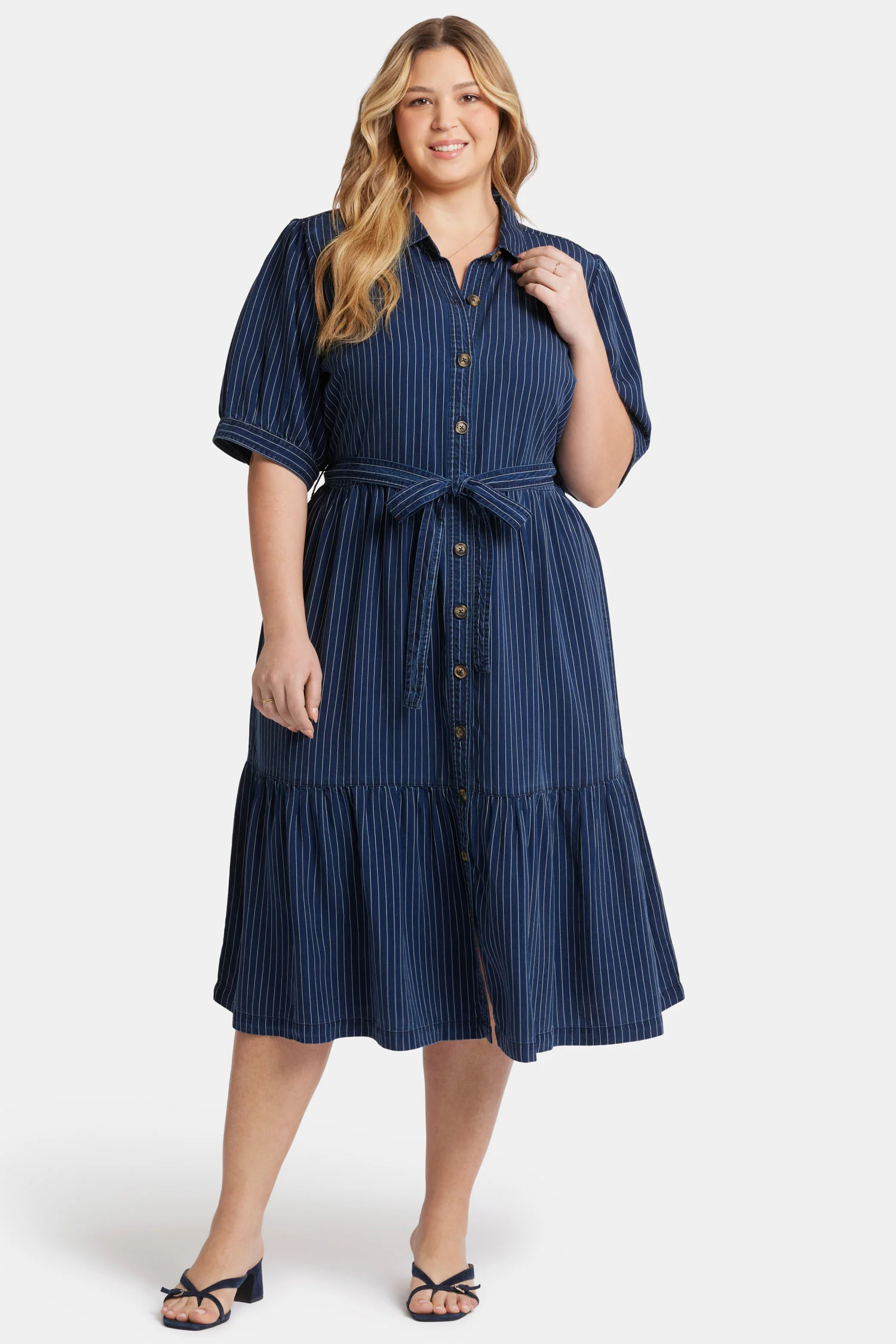 Kate Ruffle Dress In Plus Size - Dark Ocean - Image 4