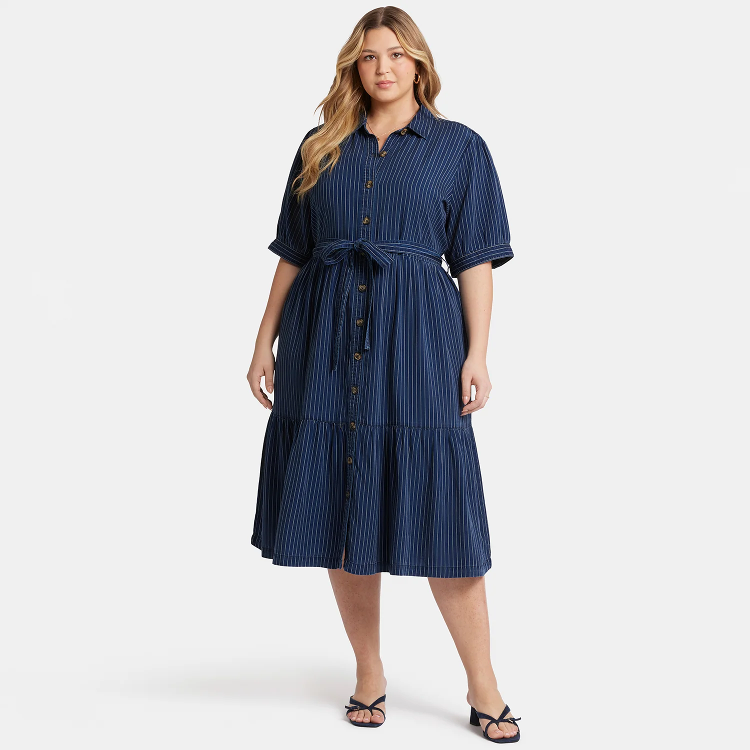 Kate Ruffle Dress In Plus Size - Dark Ocean - Image 7