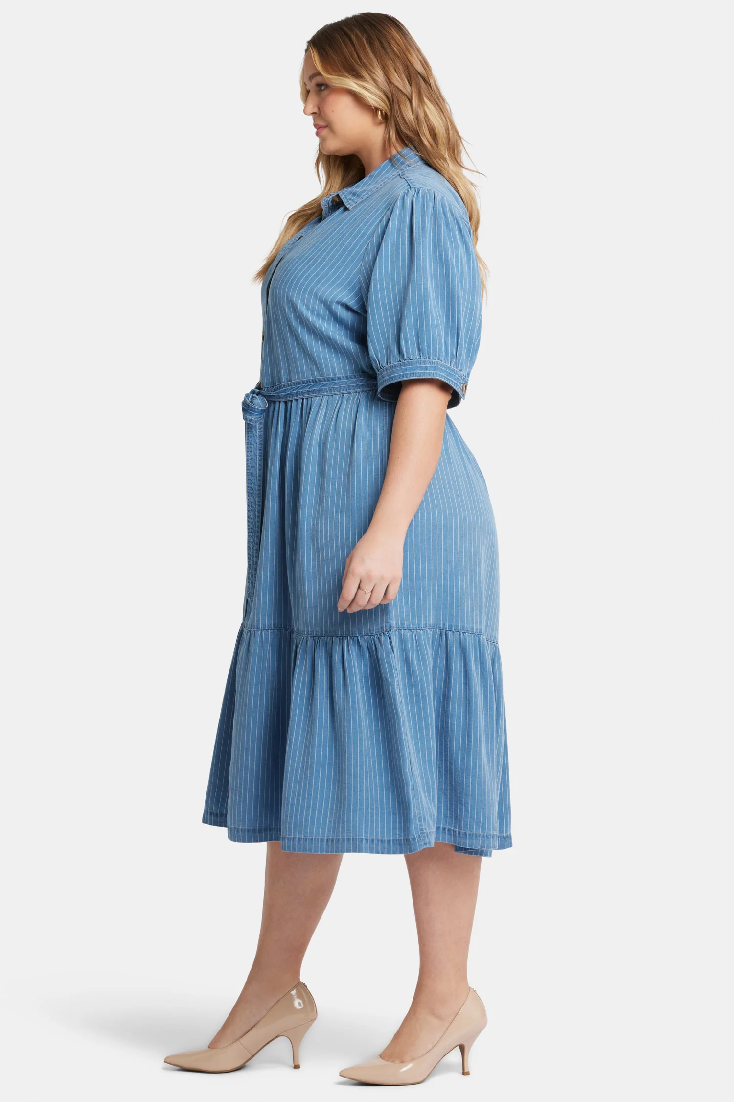 Kate Ruffle Dress In Plus Size - Light Marine - Image 3