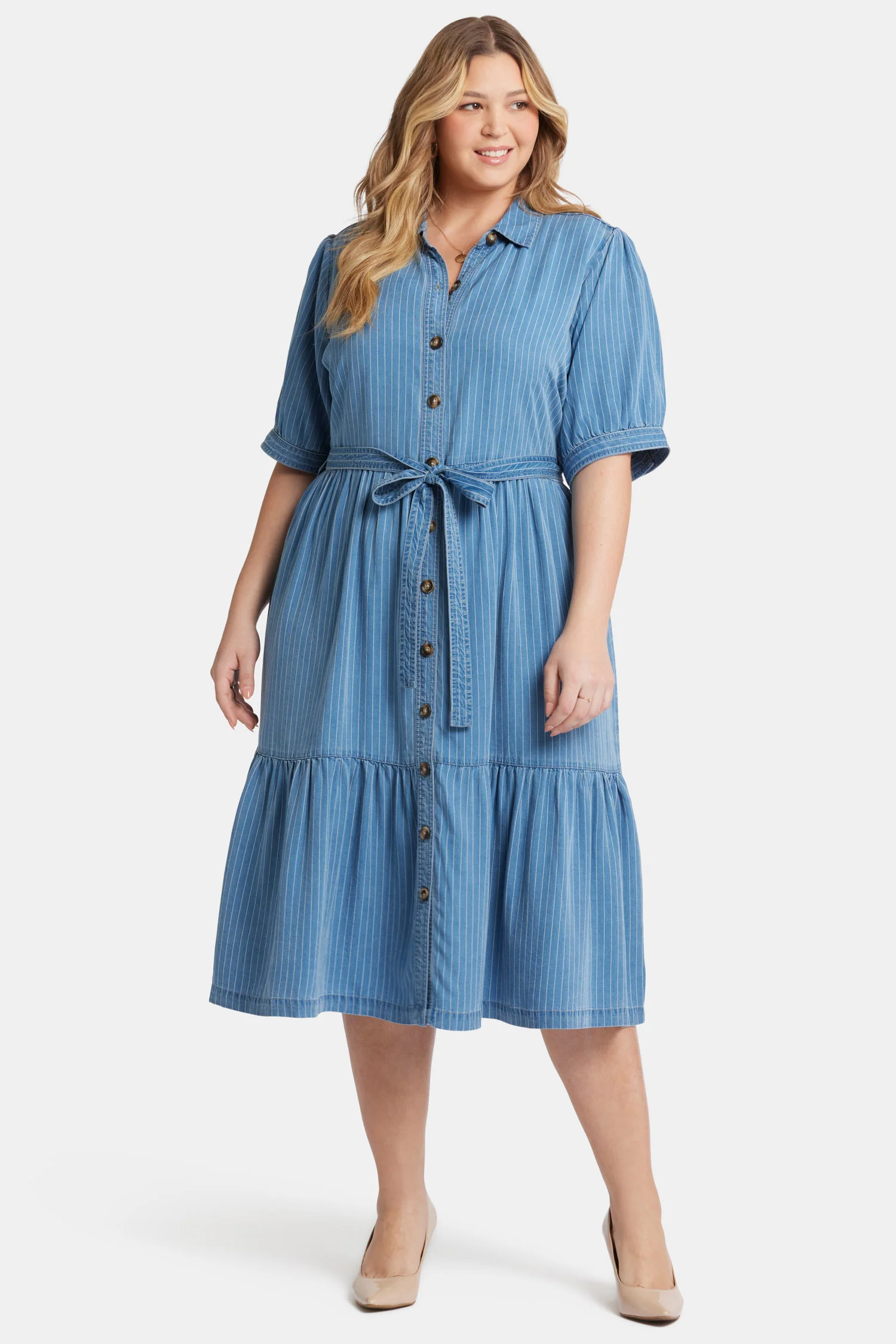 Kate Ruffle Dress In Plus Size - Light Marine - Image 4