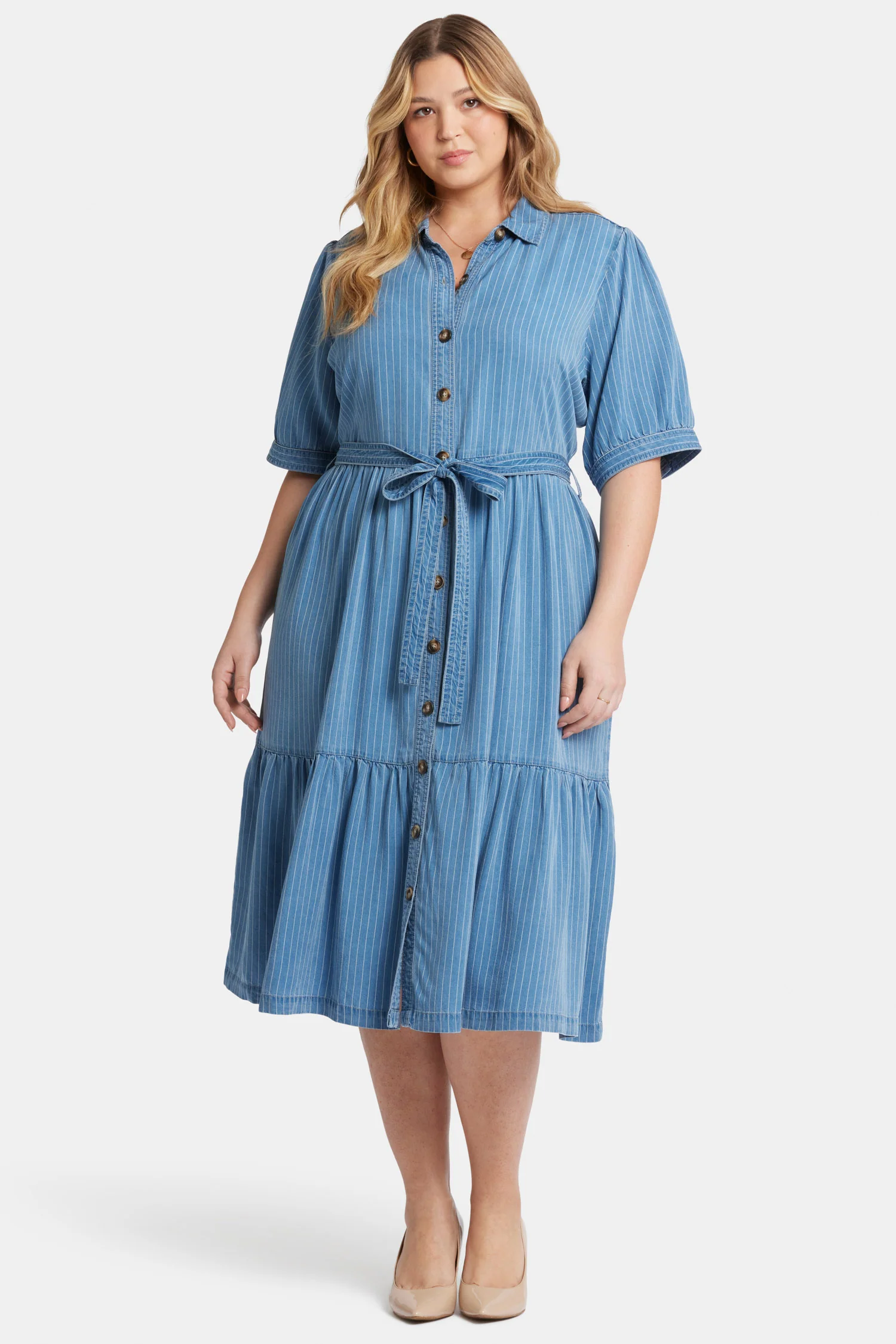 Kate Ruffle Dress In Plus Size - Light Marine - Image 5