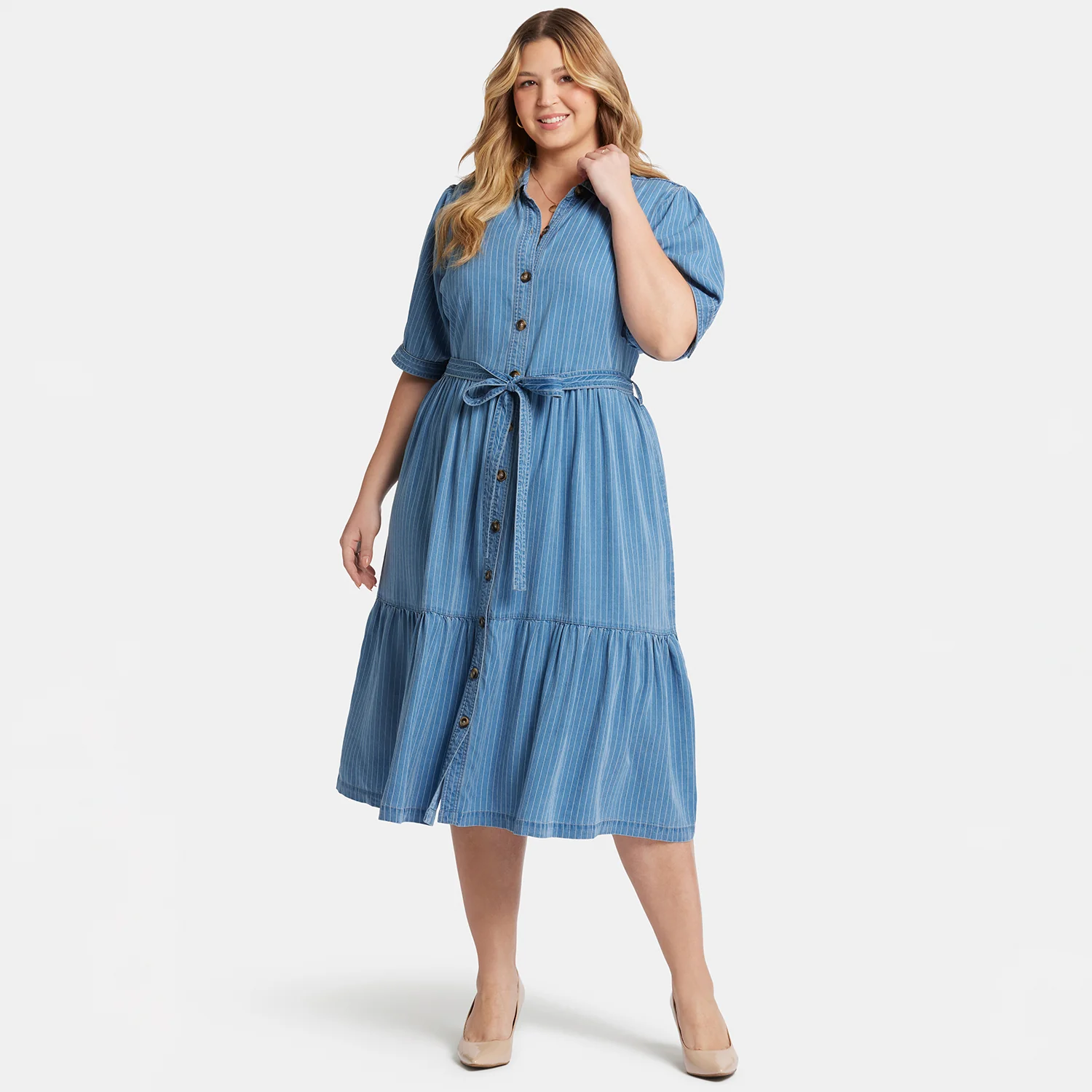 Kate Ruffle Dress In Plus Size - Light Marine - Image 7