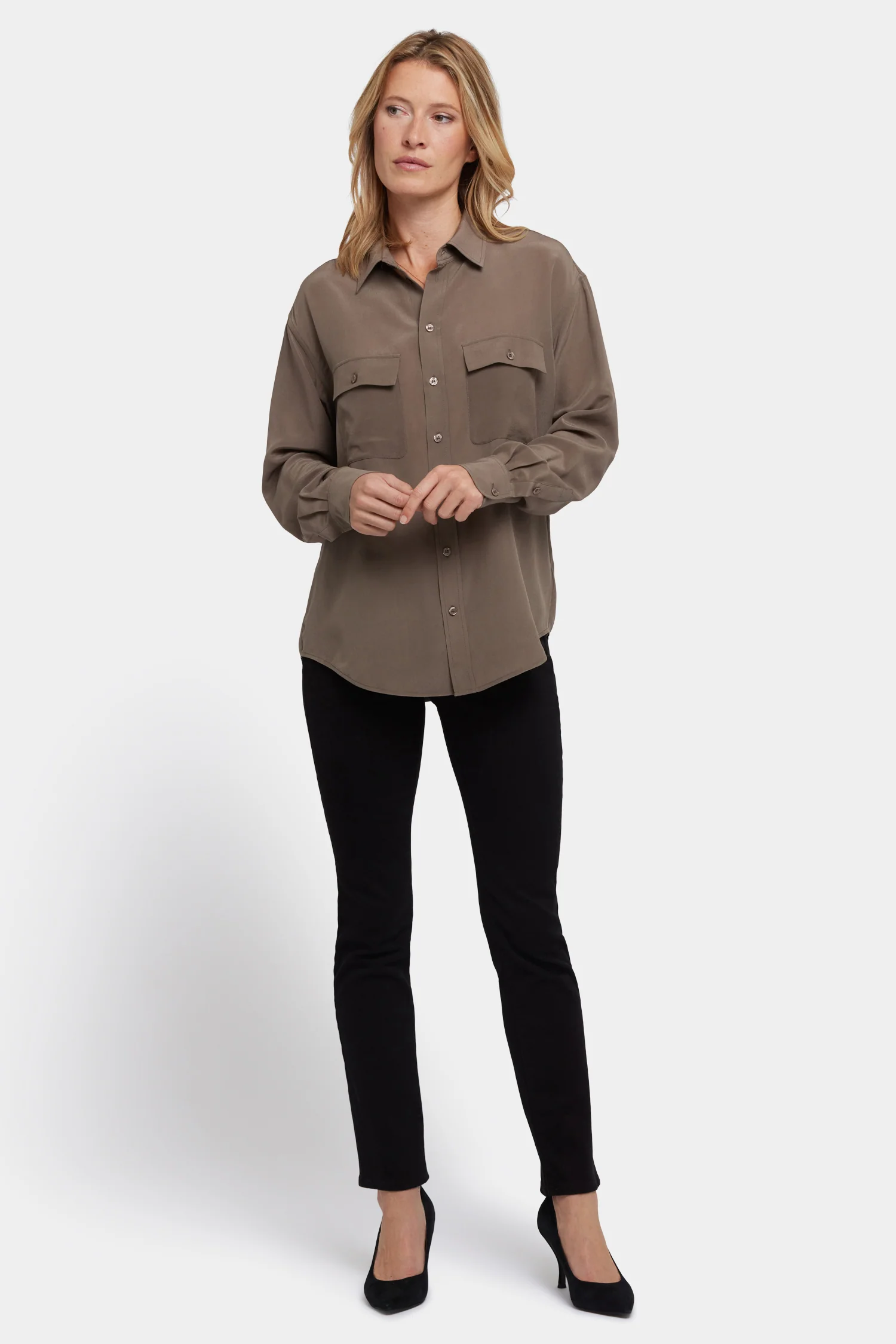 Lauren Silk Blouse - Dark Wood - Image 3