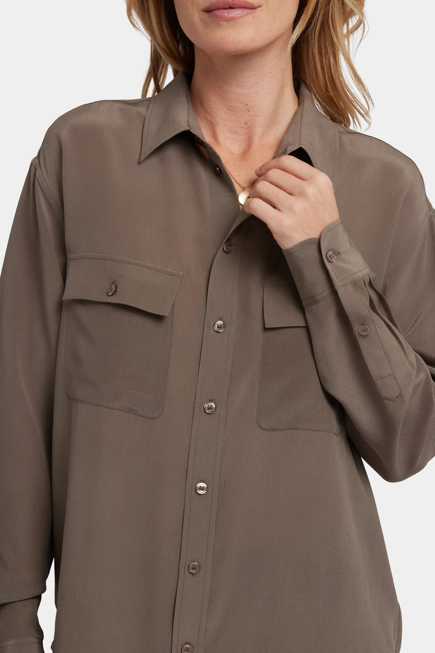 Lauren Silk Blouse - Dark Wood - Image 4