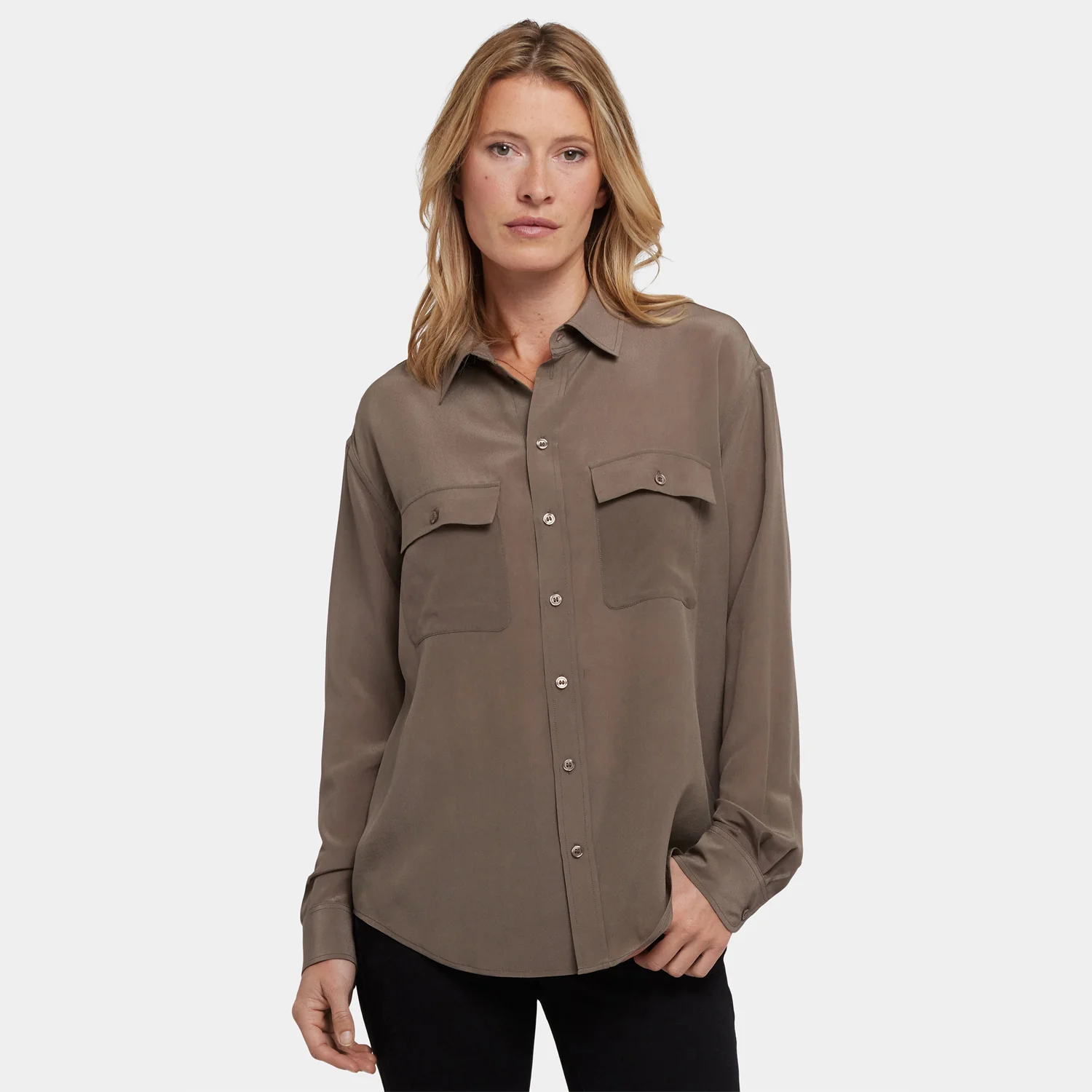 Lauren Silk Blouse - Dark Wood - Image 6
