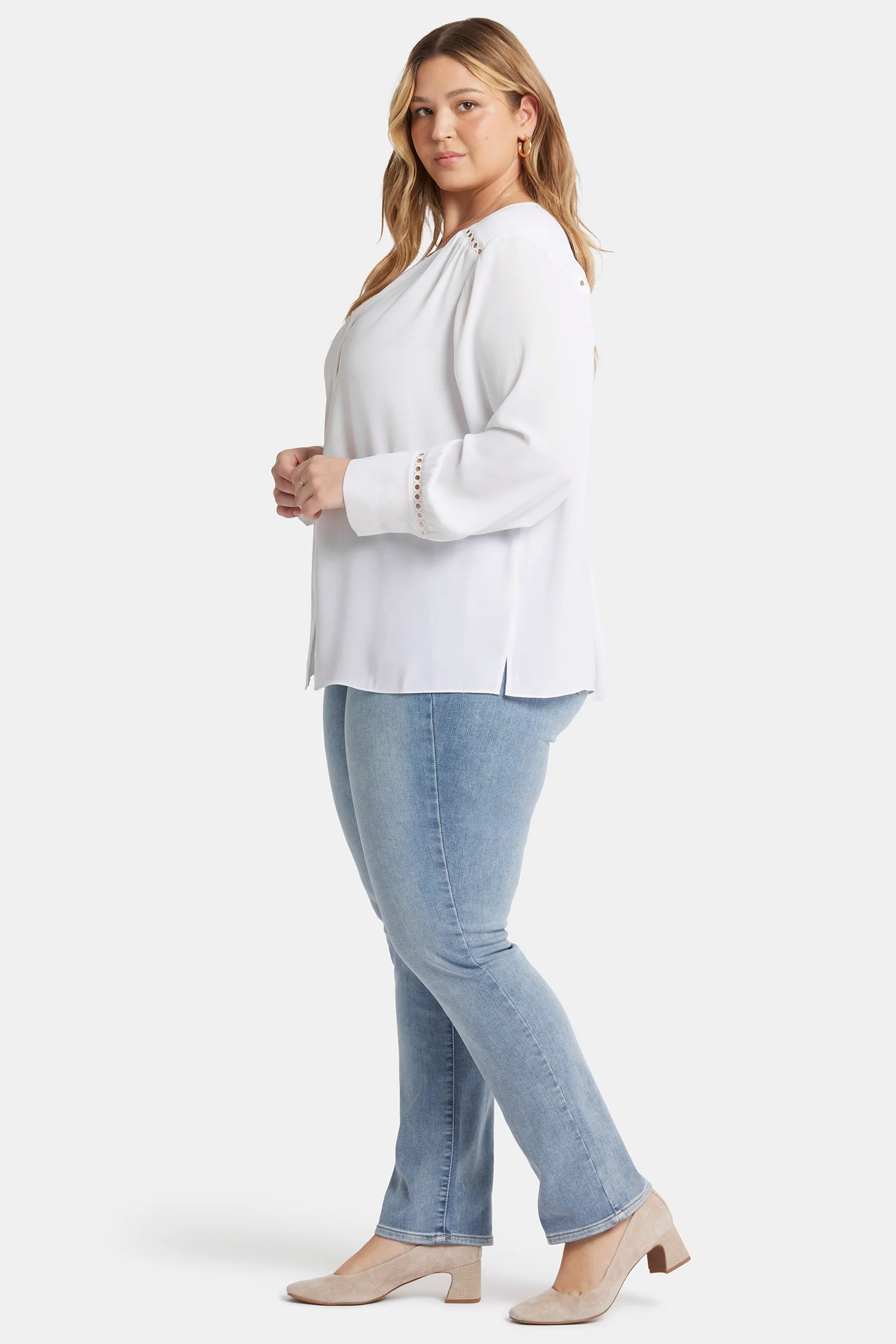 Liliana Peasant Blouse In Plus Size - Optic White - Image 3