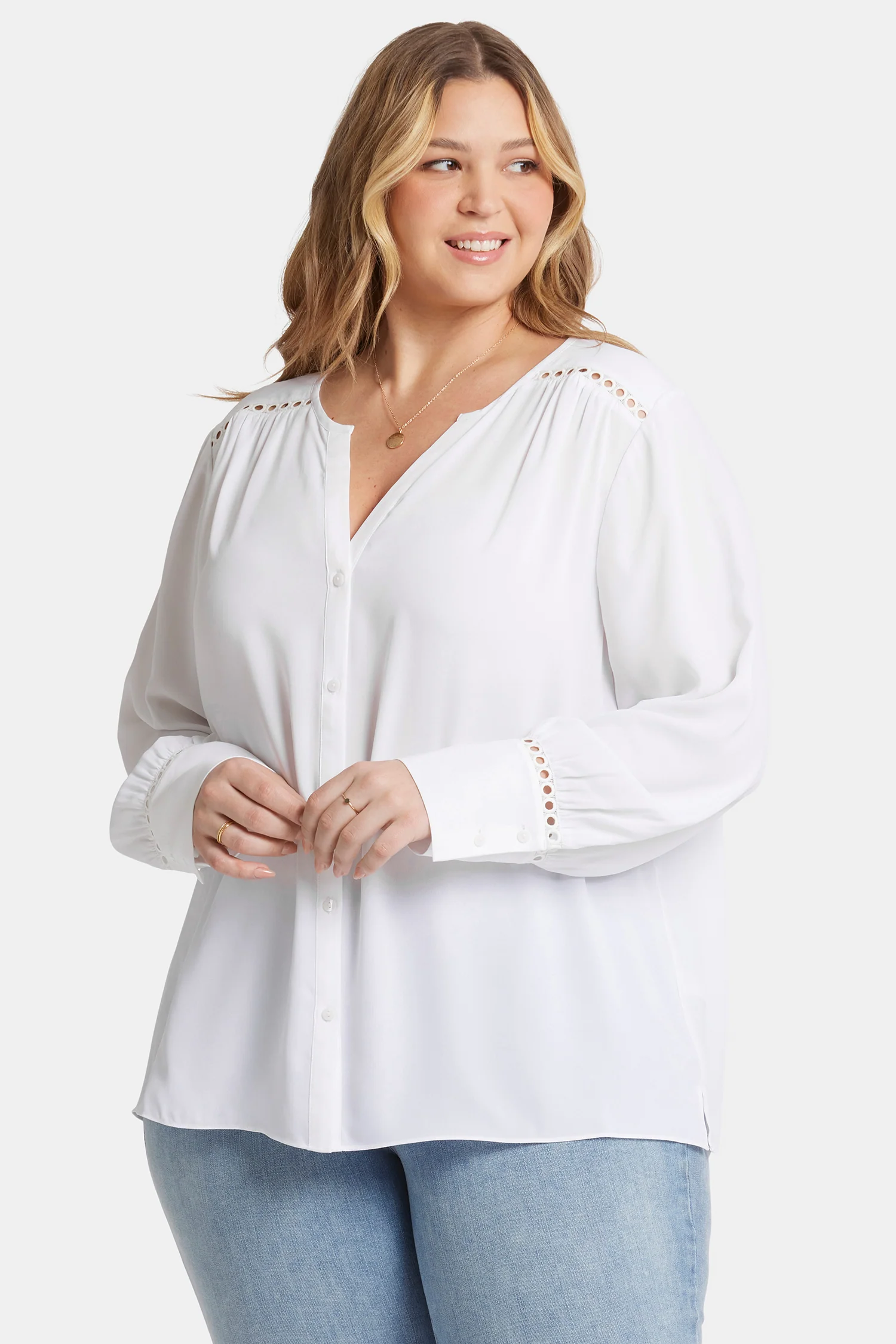 Liliana Peasant Blouse In Plus Size - Optic White - Image 4