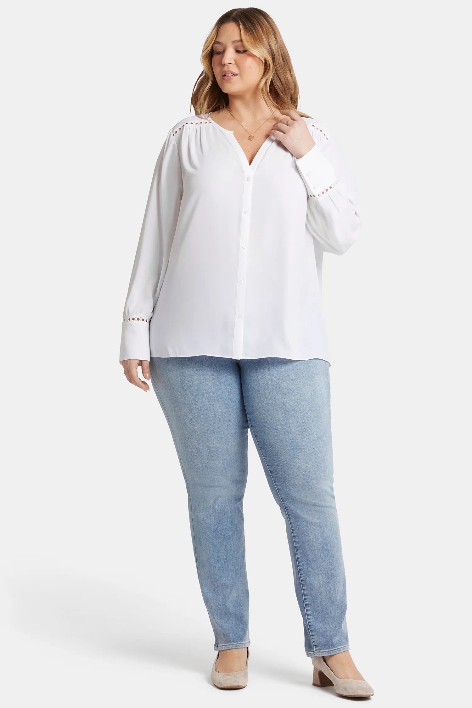 Liliana Peasant Blouse In Plus Size - Optic White - Image 5