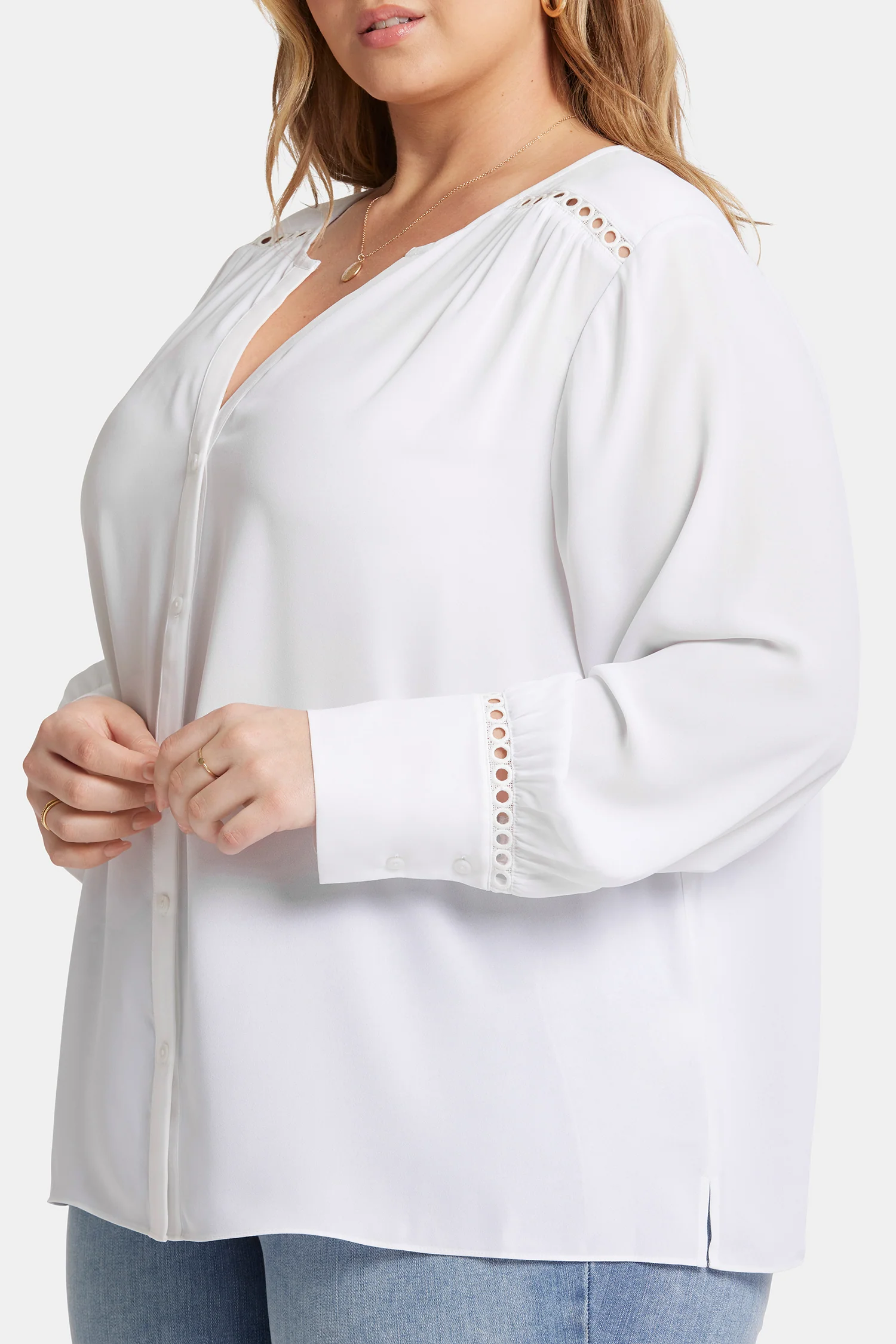 Liliana Peasant Blouse In Plus Size - Optic White - Image 6