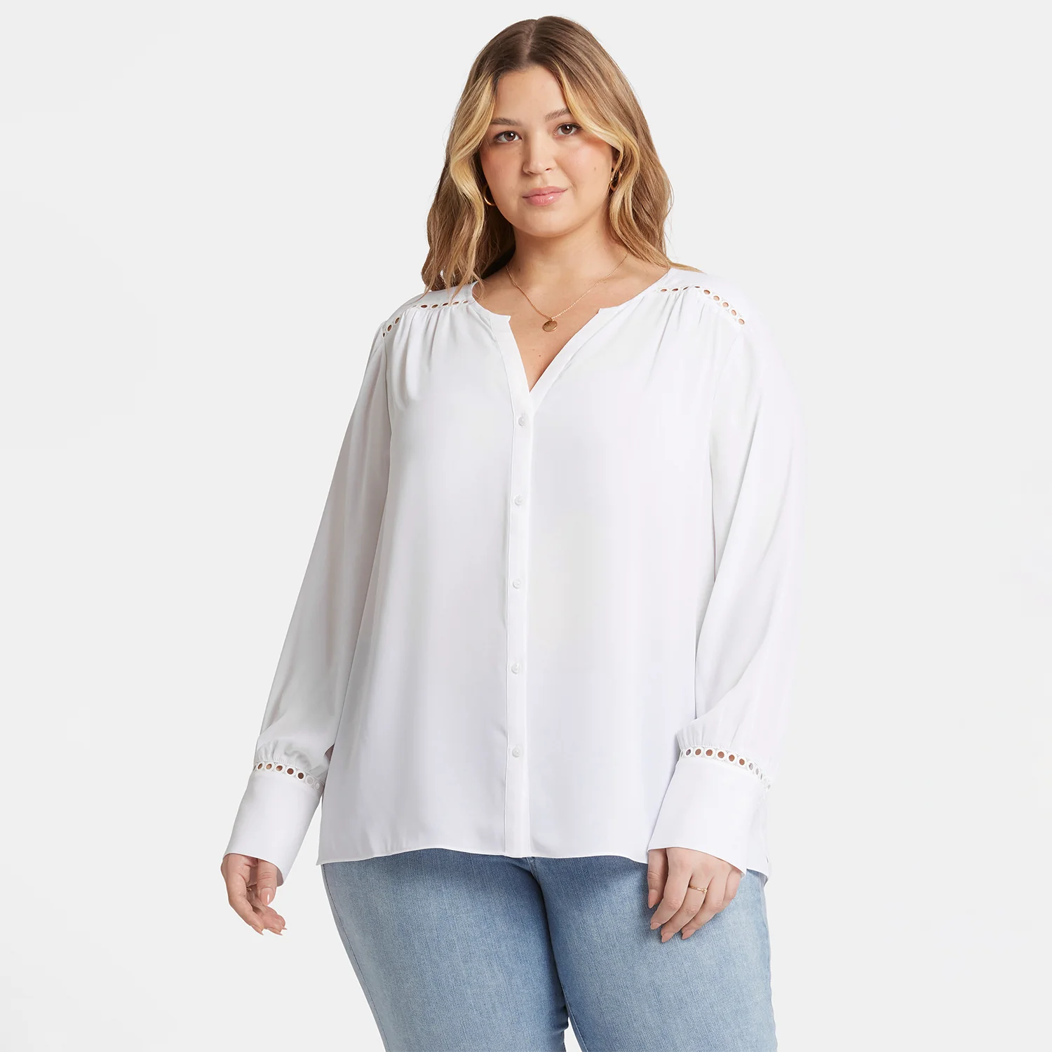 Liliana Peasant Blouse In Plus Size - Optic White - Image 7
