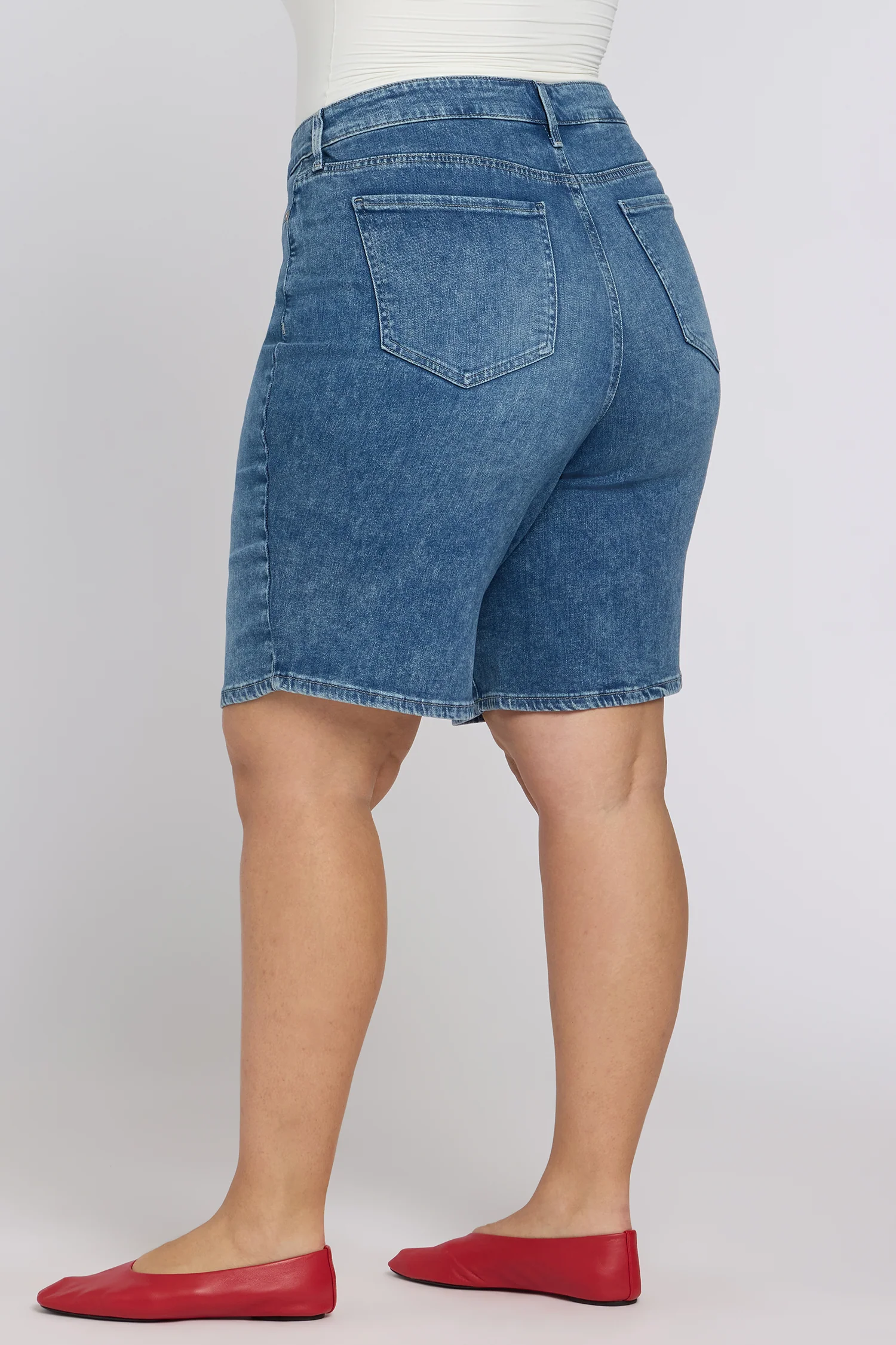Lilly Denim Shorts In Plus Size - Breezy Palms - Image 3
