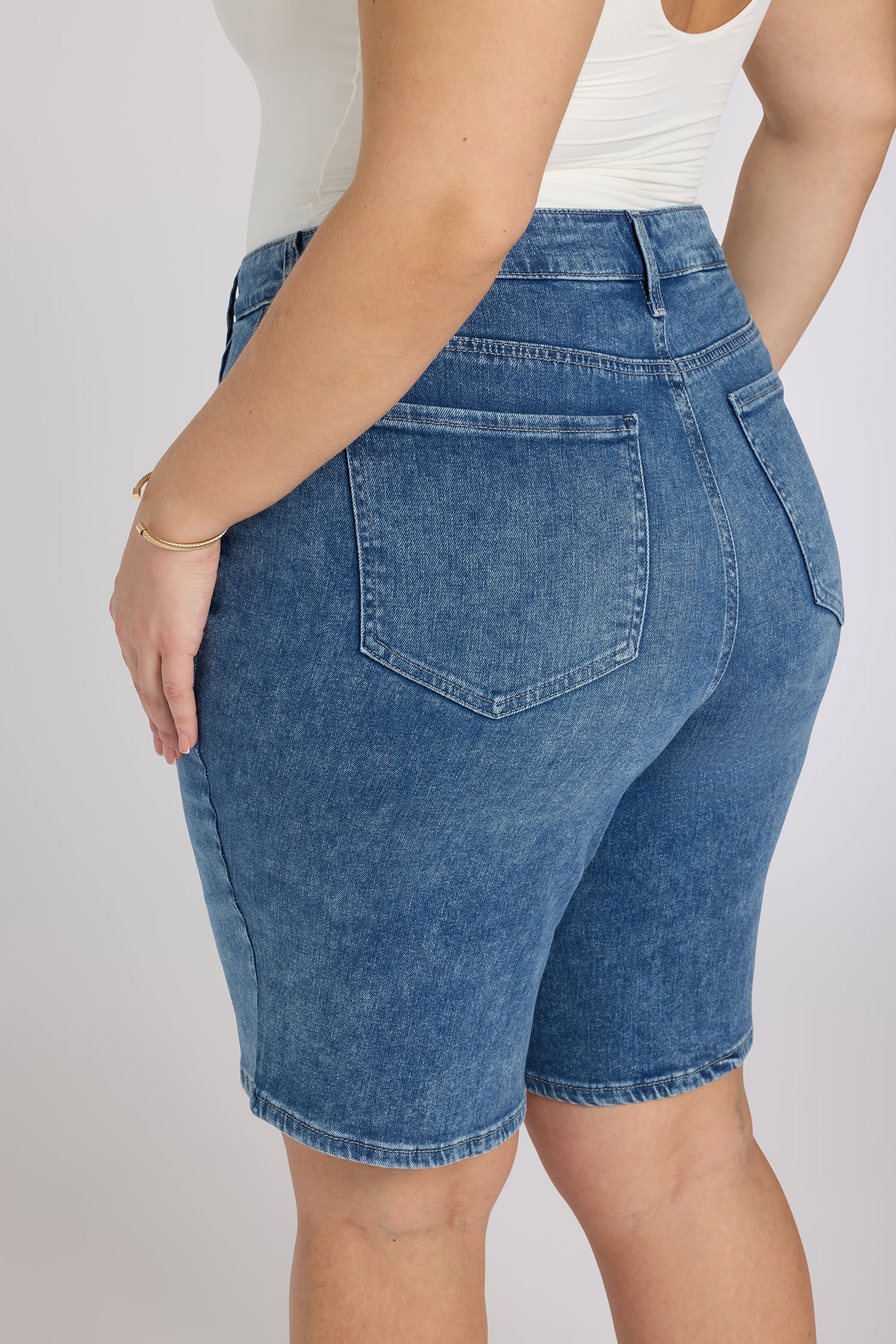 Lilly Denim Shorts In Plus Size - Breezy Palms - Image 5