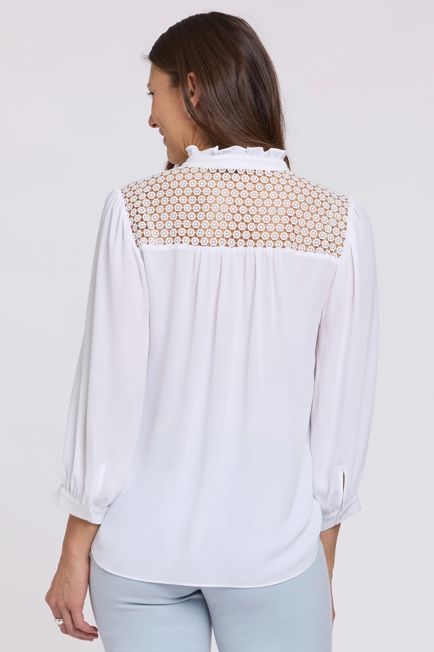 Lorelei Lace Yoke Blouse - Optic White - Image 6