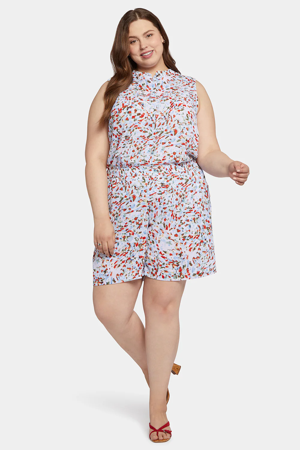 Mandarin Blouse And Short Set In Plus Size - Artesia - Image 5