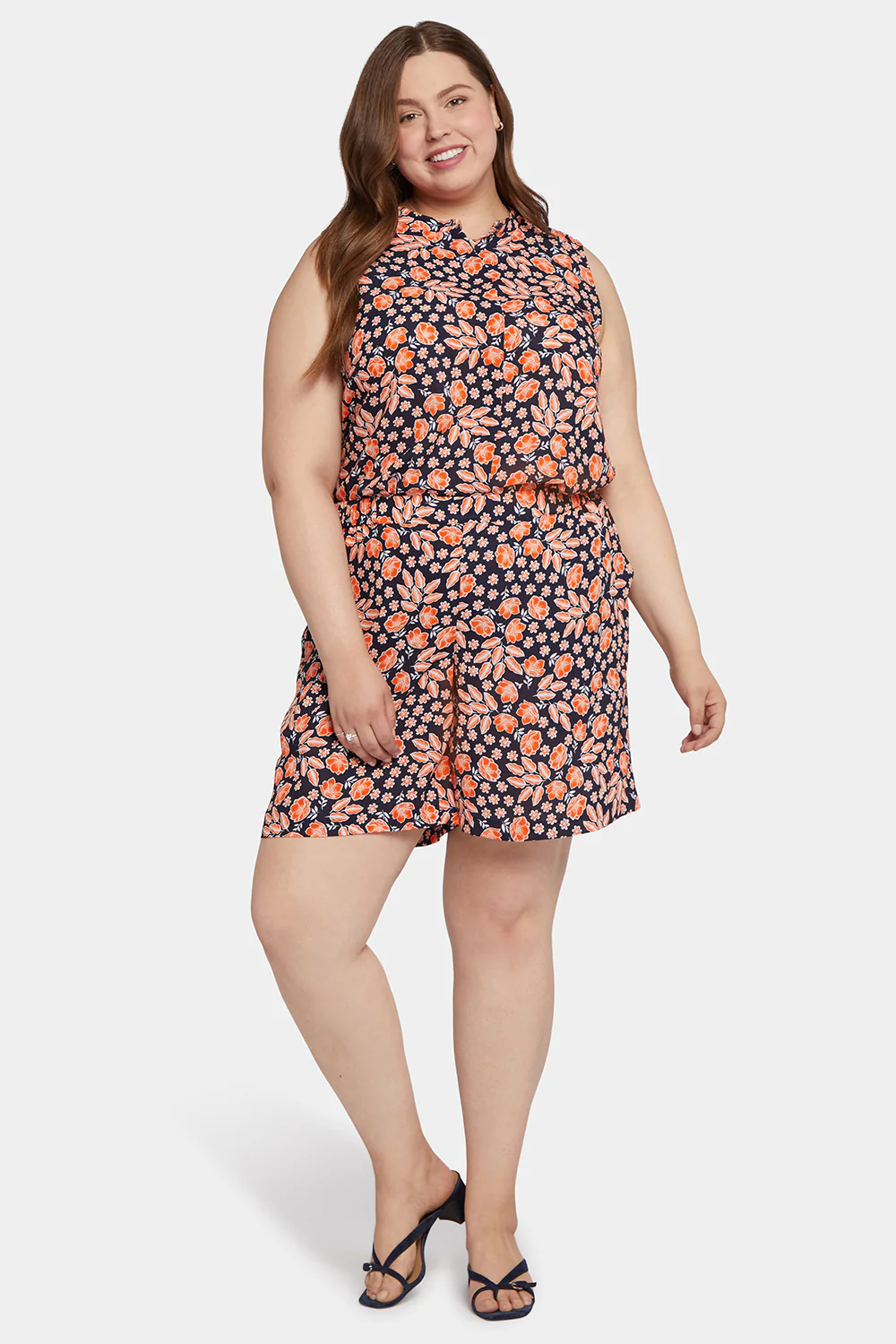 Mandarin Blouse And Short Set In Plus Size - Rose Haven - Image 5