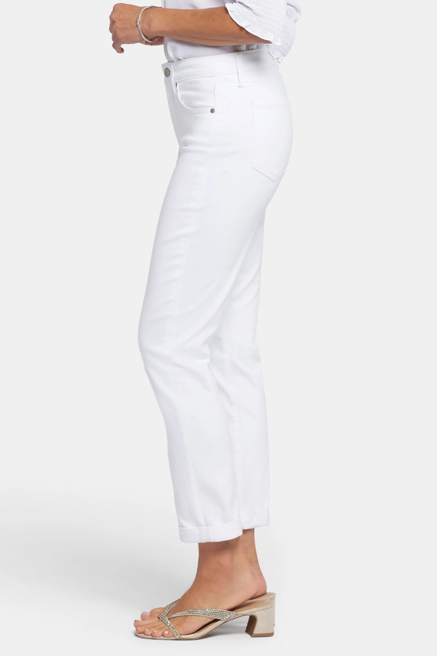 Margot Girlfriend Jeans In Petite - Optic White - Image 3
