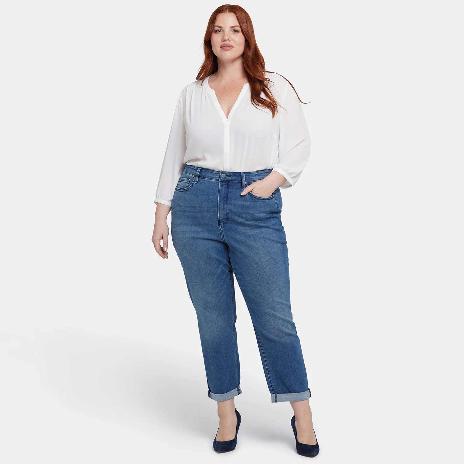 Margot Girlfriend Jeans In Plus Size - Cascade Wave - Image 7