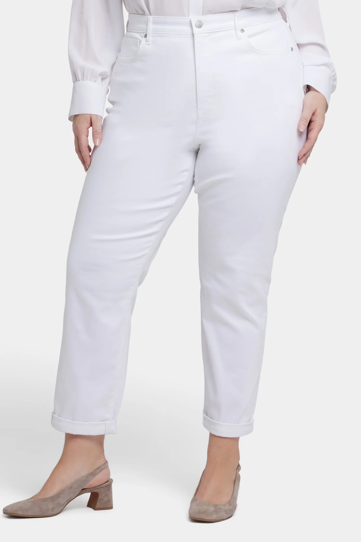 Margot Girlfriend Jeans In Plus Size - Optic White - Image 4