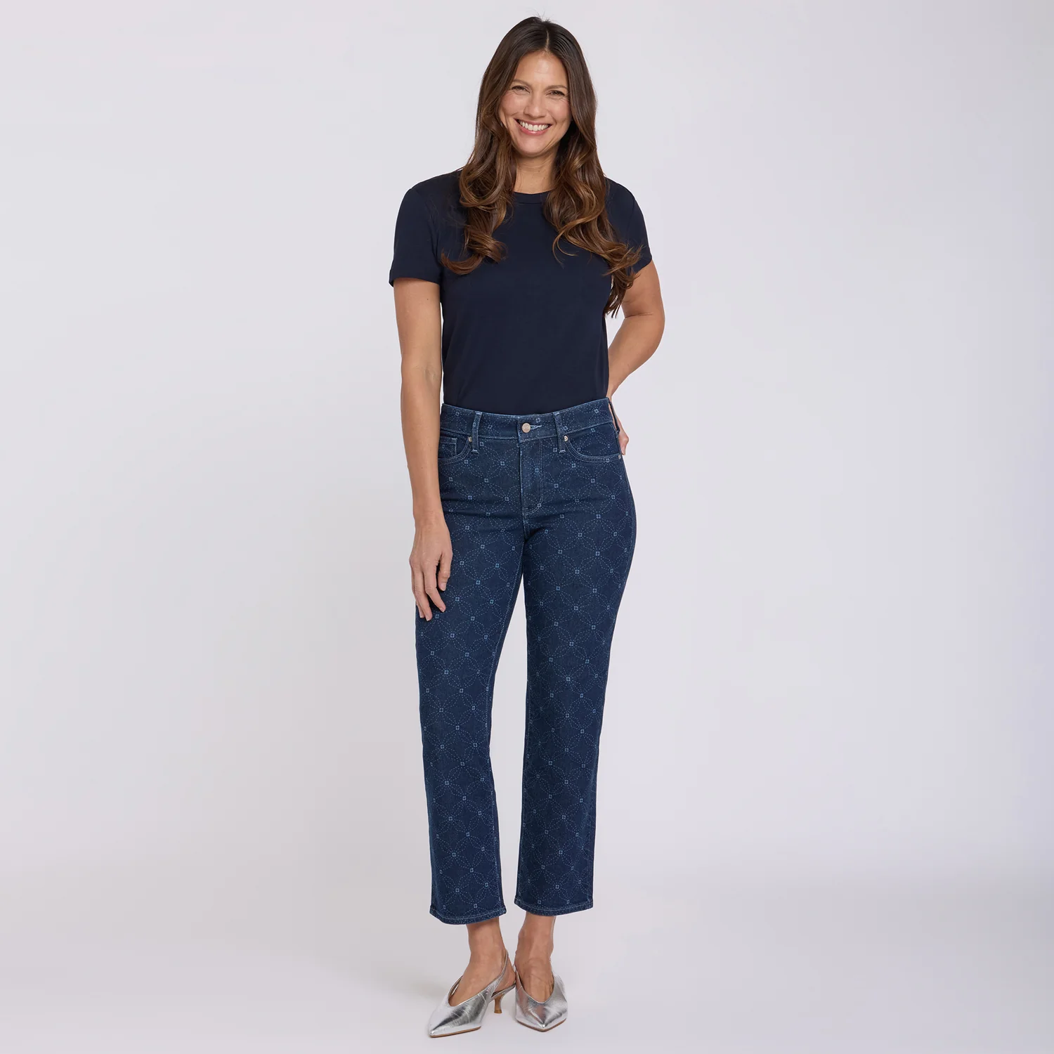 Marilyn Straight Ankle Jeans - Geo Flower Print - Image 6