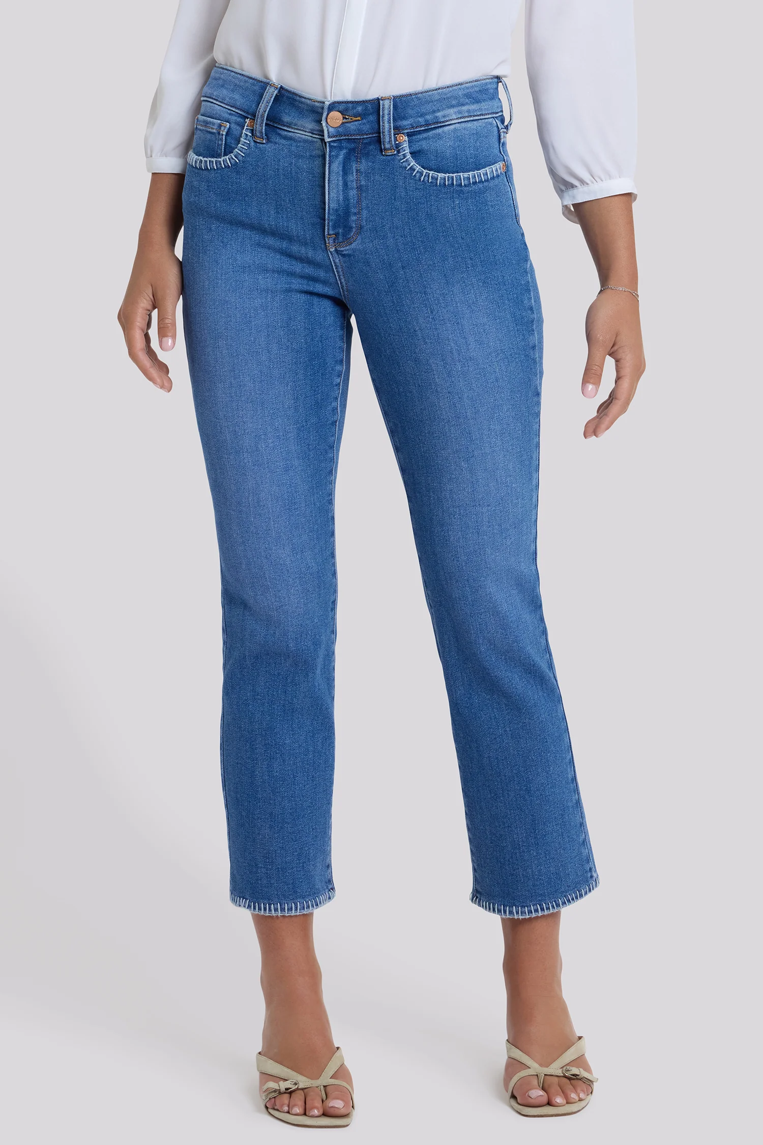 Marilyn Straight Ankle Jeans In Petite - Blue Paradise - Image 4