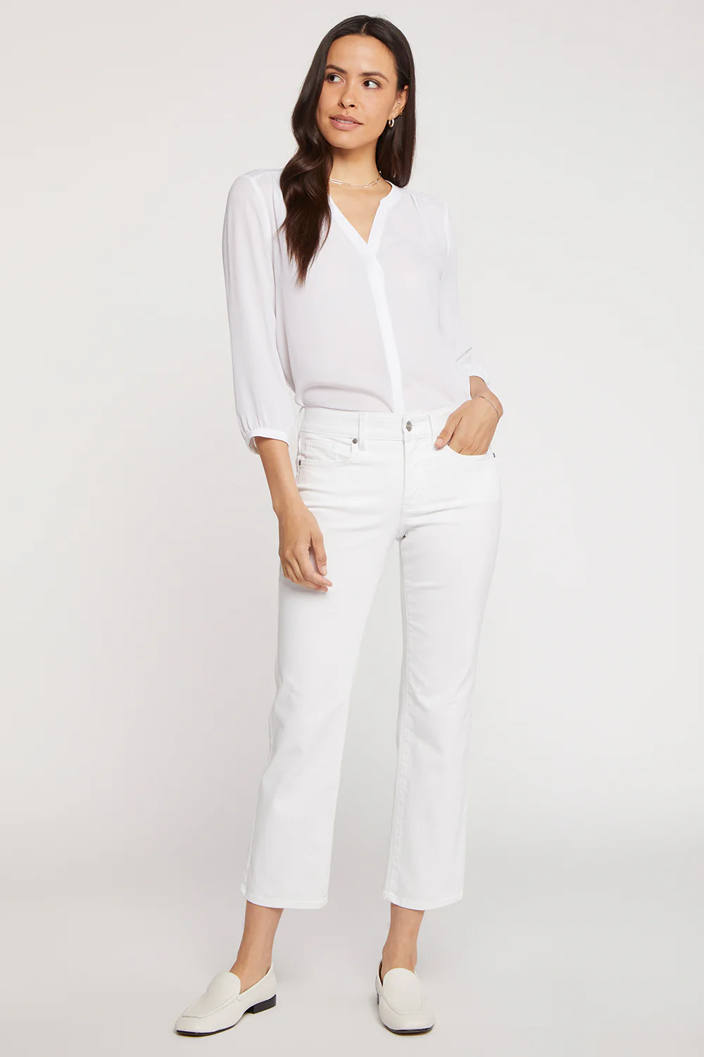 Marilyn Straight Ankle Jeans In Petite - Optic White - Image 4
