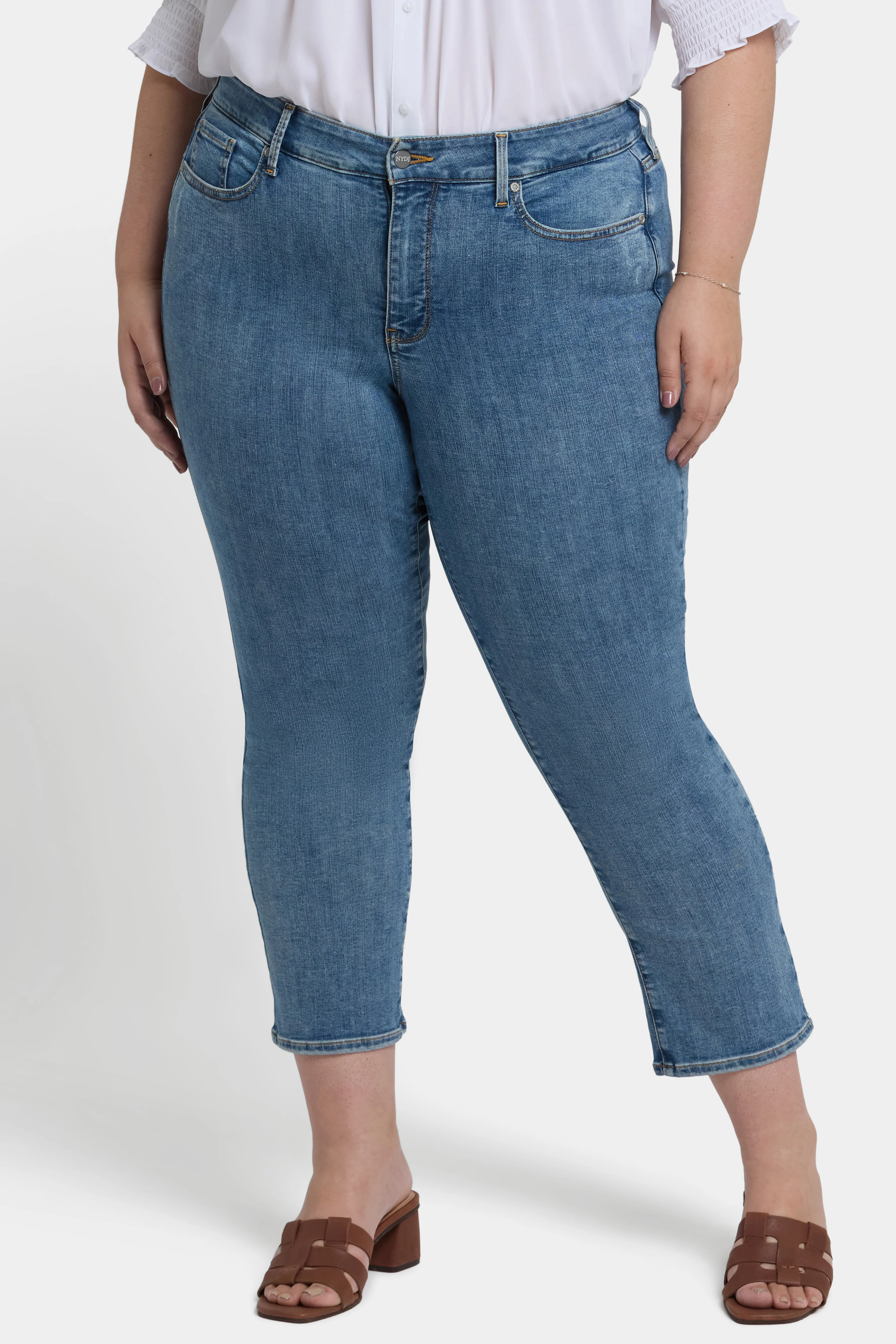 Marilyn Straight Ankle Jeans In Plus Size - Minorca Isle - Image 4