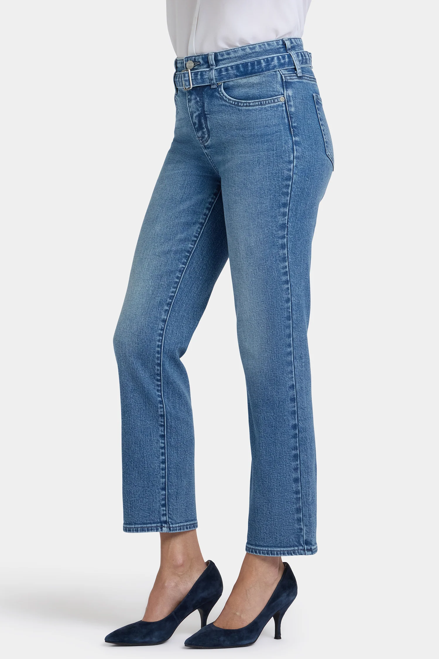 Marilyn Straight Ankle Jeans - Washed Crystal - Image 4