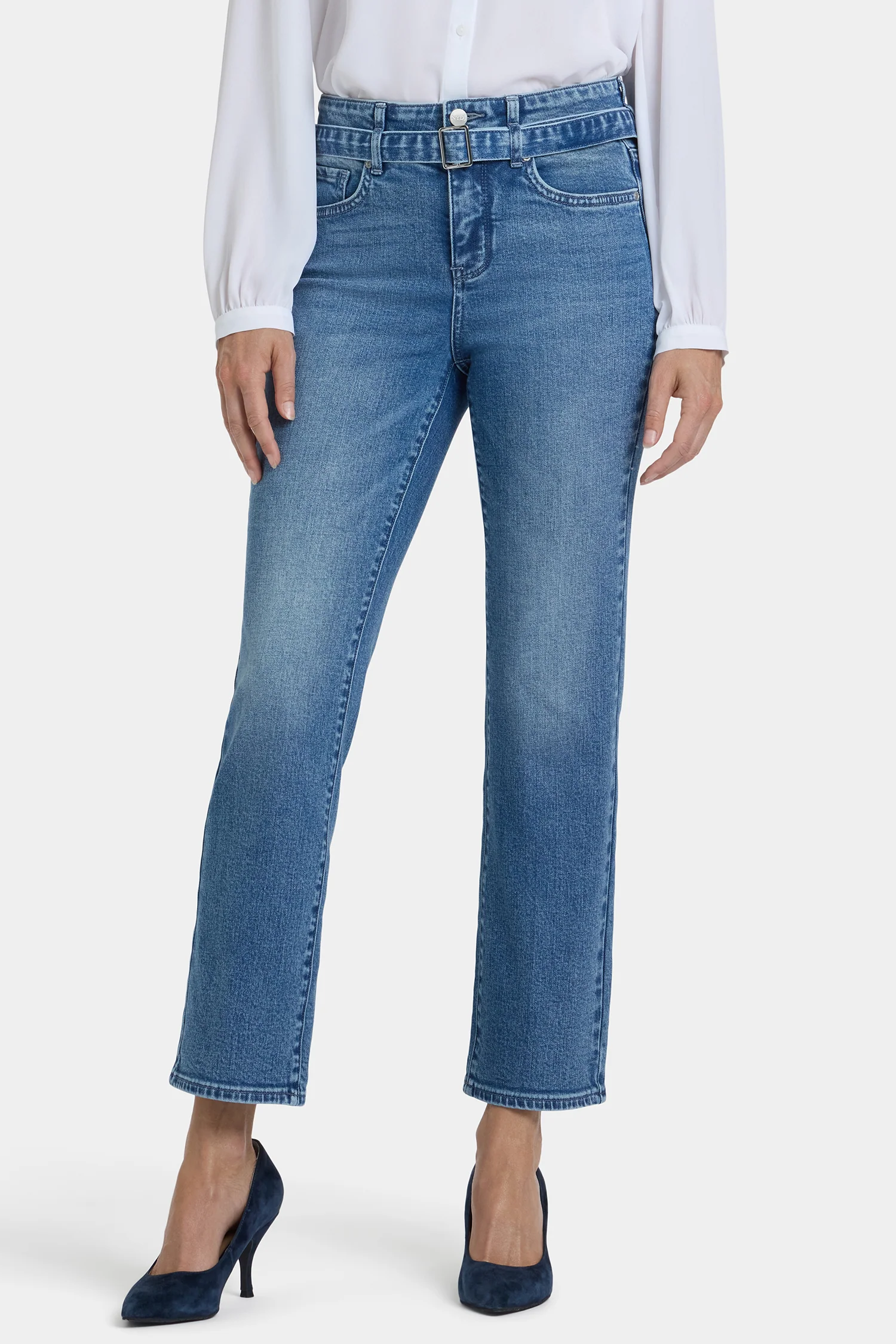 Marilyn Straight Ankle Jeans - Washed Crystal - Image 5