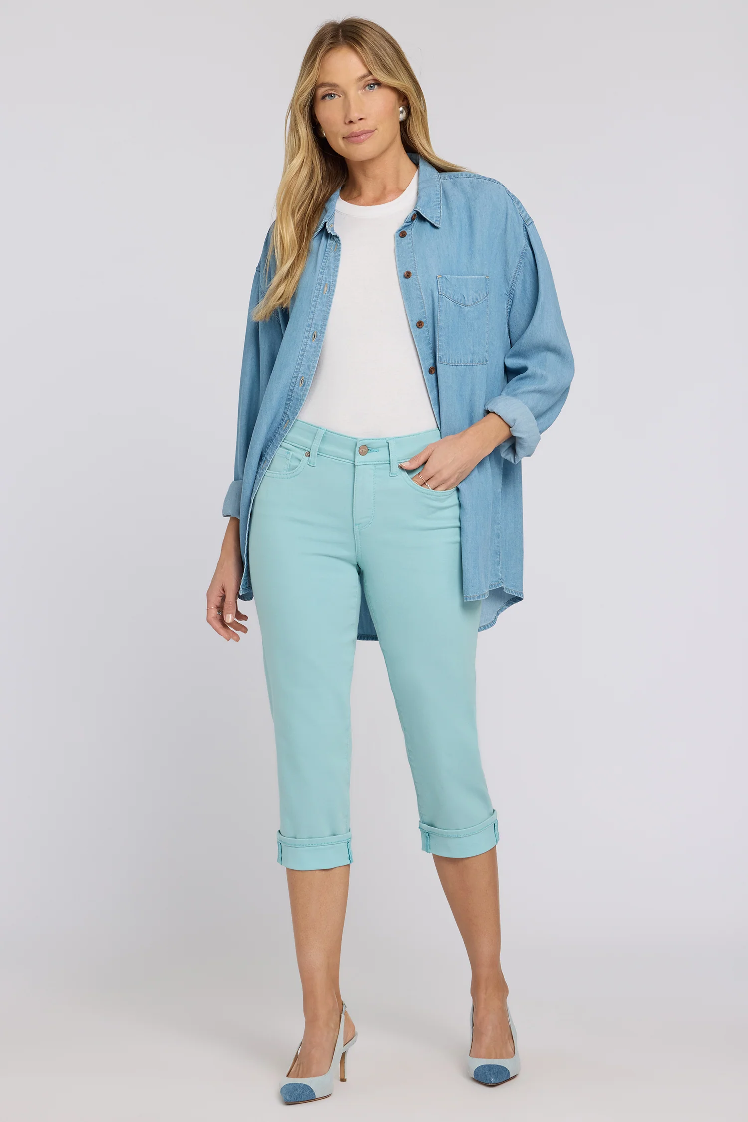 Marilyn Straight Crop Jeans - Aqua Haze
