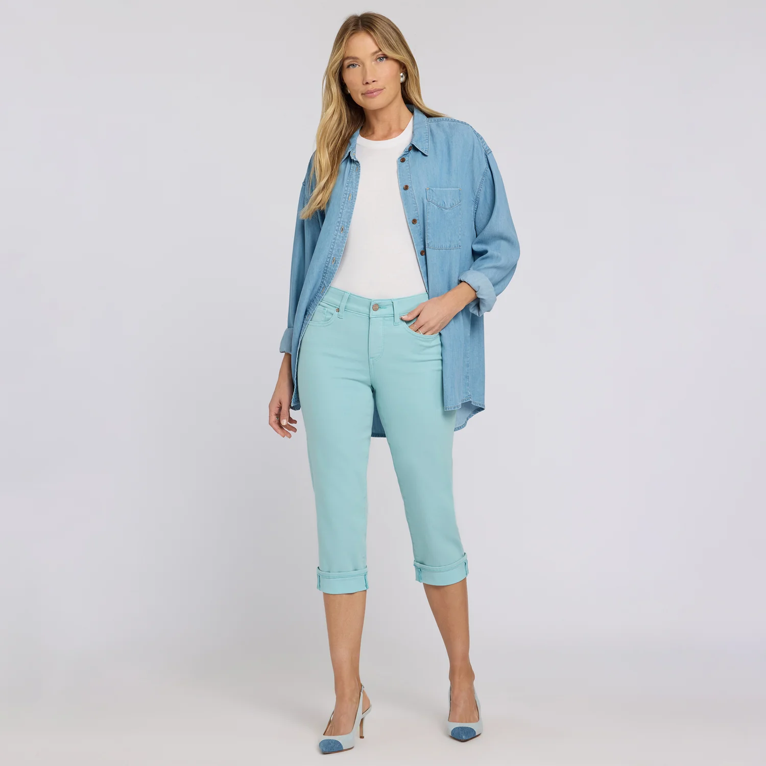 Marilyn Straight Crop Jeans - Aqua Haze - Image 6