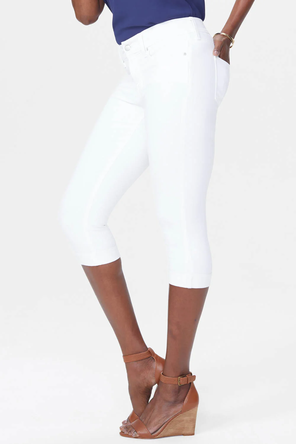 Marilyn Straight Crop Jeans In Petite - Optic White - Image 2