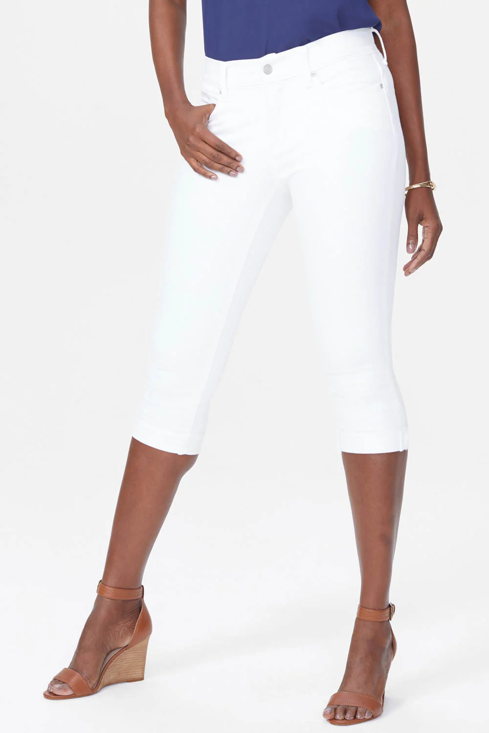 Marilyn Straight Crop Jeans In Petite - Optic White - Image 3