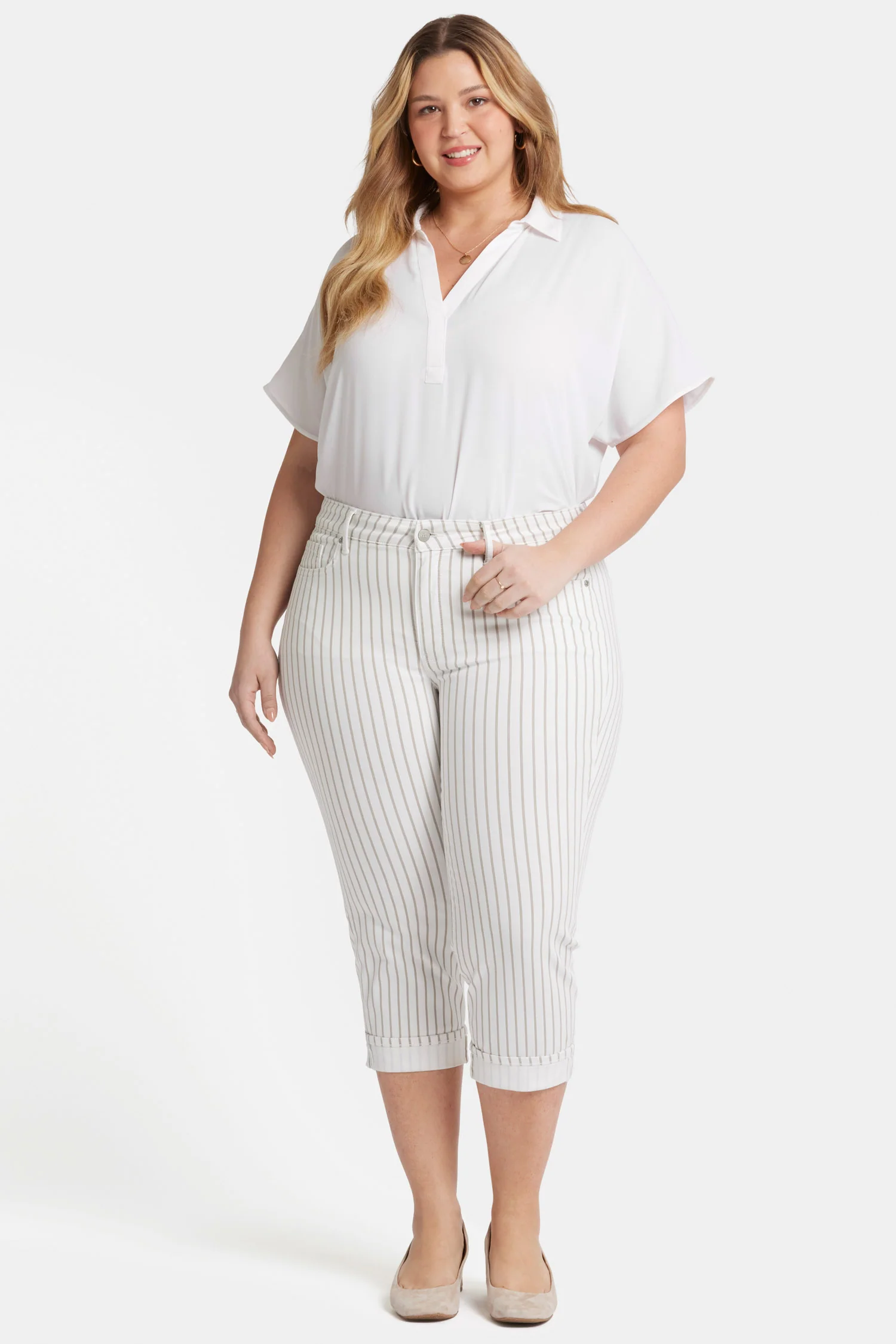 Marilyn Straight Crop Jeans In Plus Size - Beach Cruise Stripe - Image 4