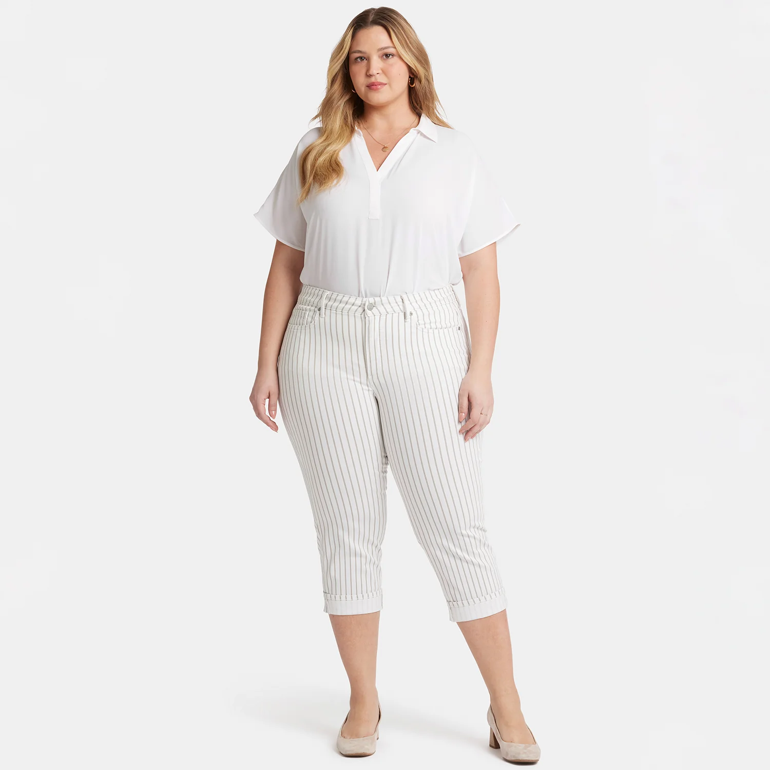 Marilyn Straight Crop Jeans In Plus Size - Beach Cruise Stripe - Image 7