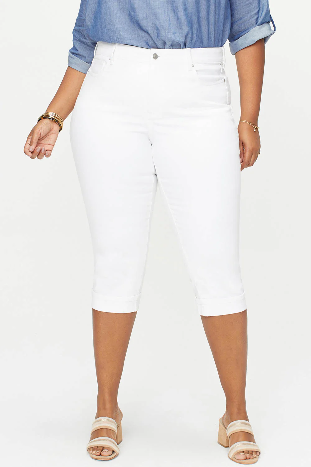 Marilyn Straight Crop Jeans In Plus Size - Optic White - Image 4