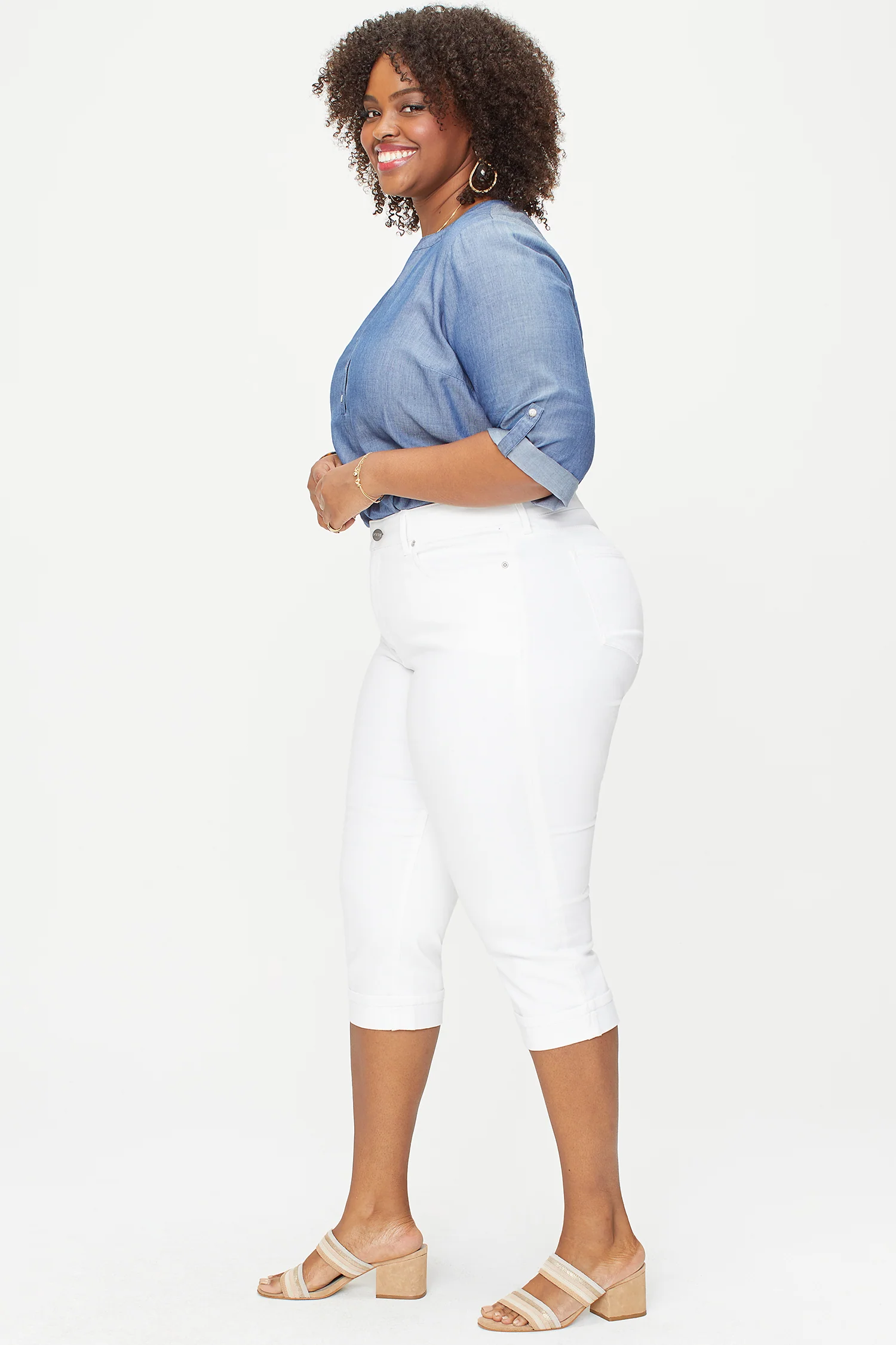 Marilyn Straight Crop Jeans In Plus Size - Optic White - Image 5