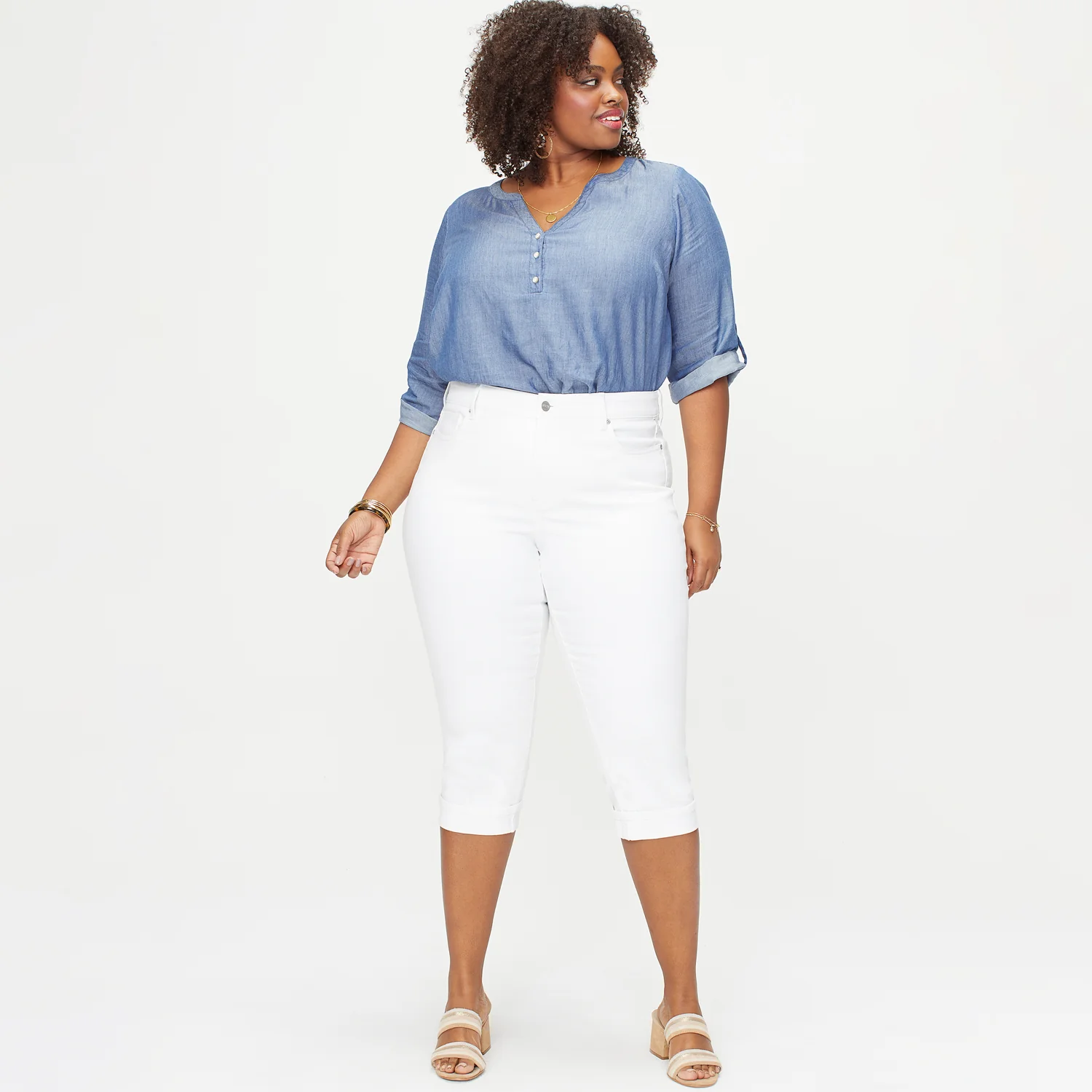 Marilyn Straight Crop Jeans In Plus Size - Optic White - Image 7