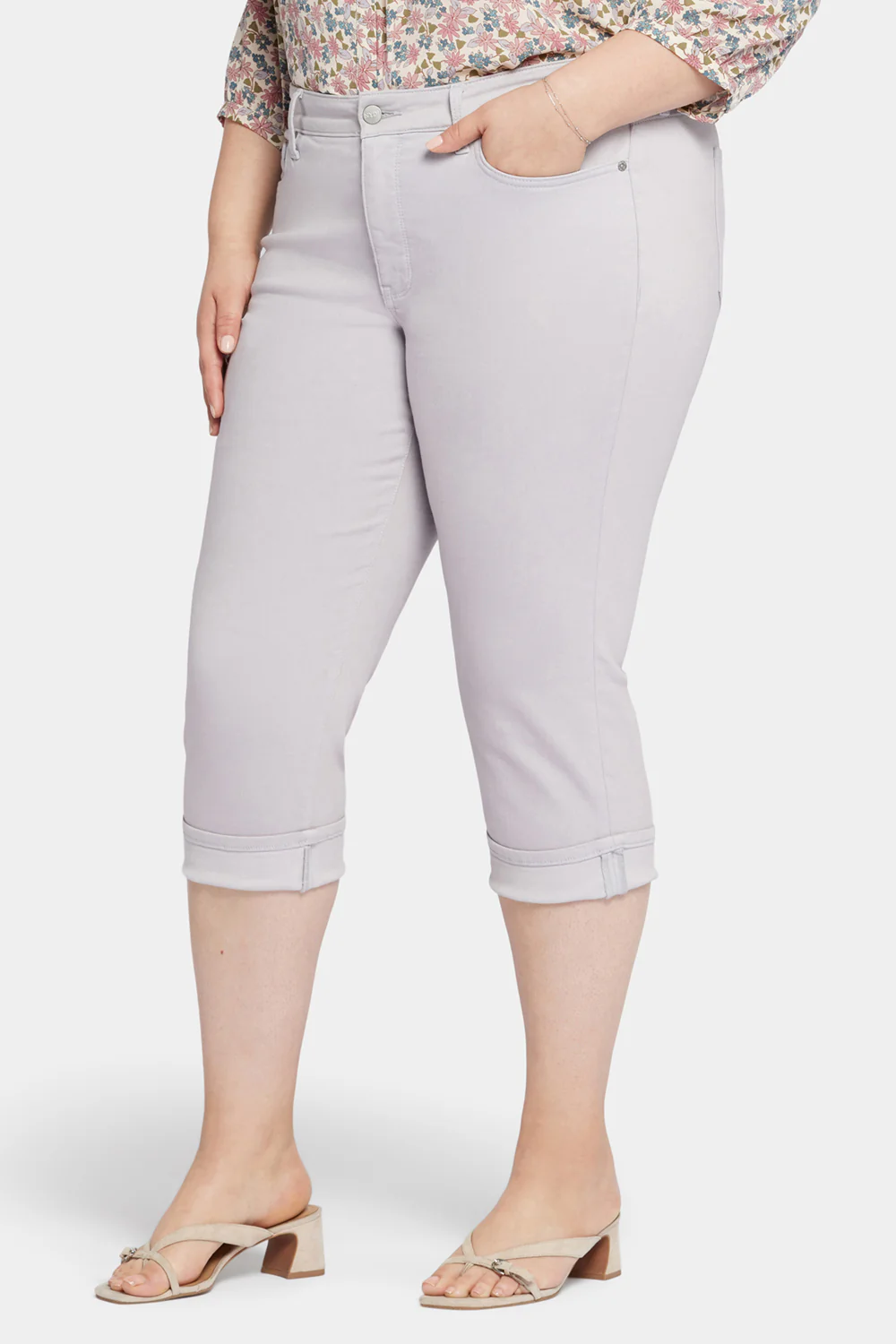 Marilyn Straight Crop Jeans In Plus Size - Pearl Grey - Image 3