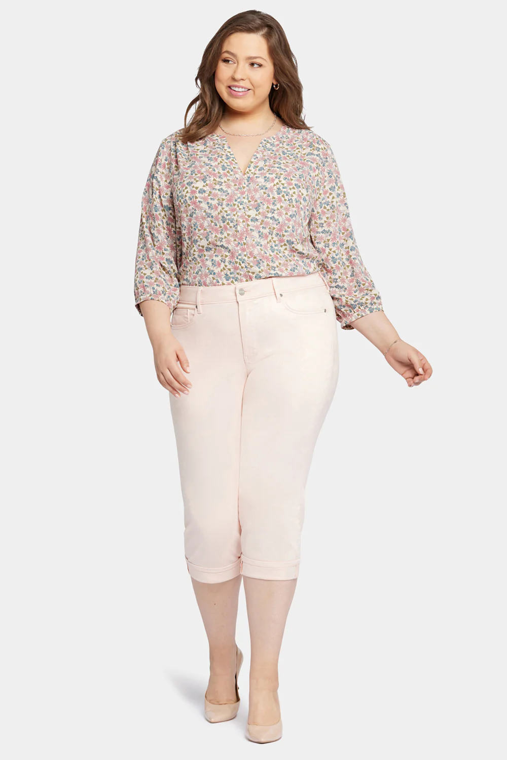 Marilyn Straight Crop Jeans In Plus Size - Pink Dusk - Image 4