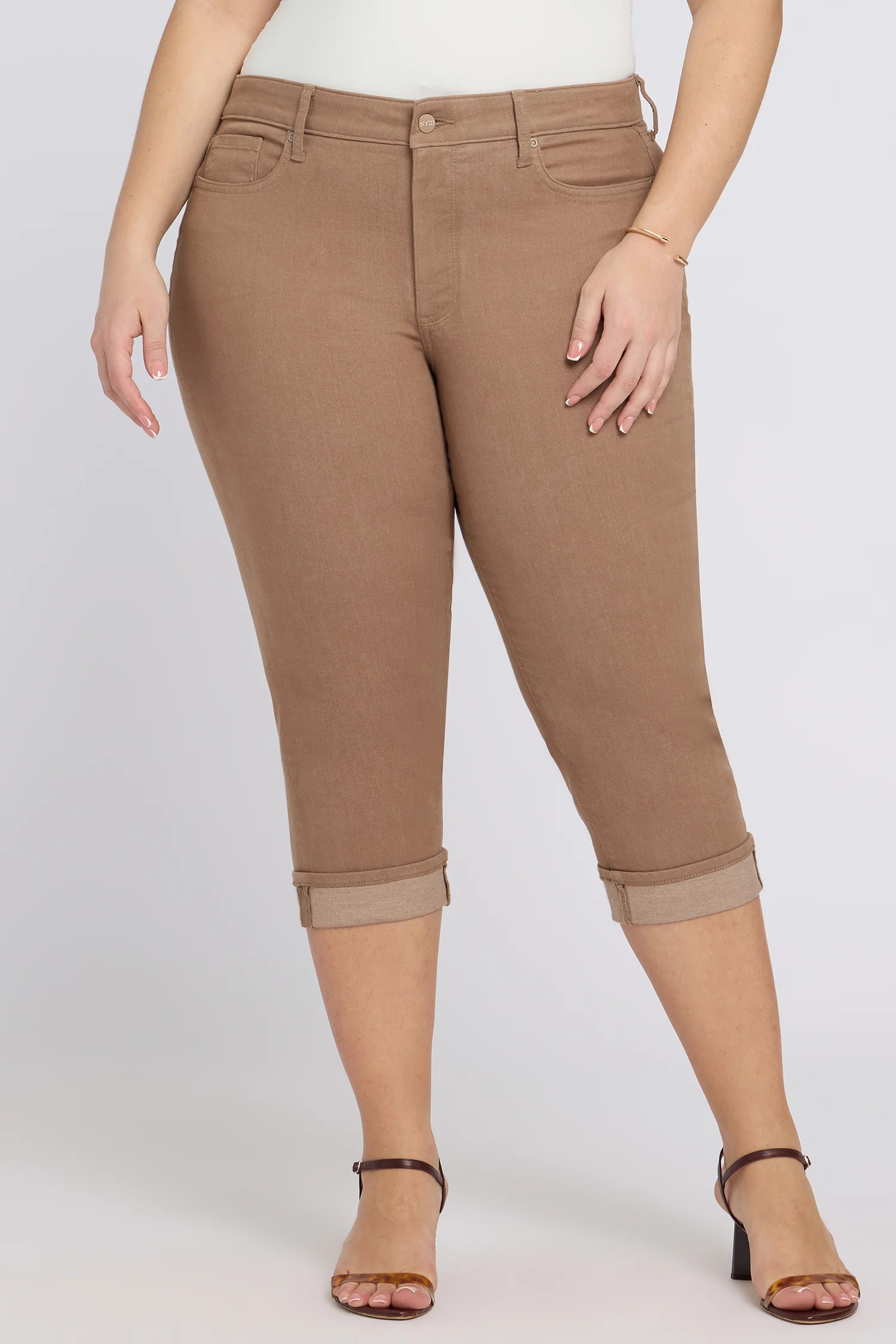 Marilyn Straight Crop Jeans In Plus Size - Toasted Coconut - Image 5