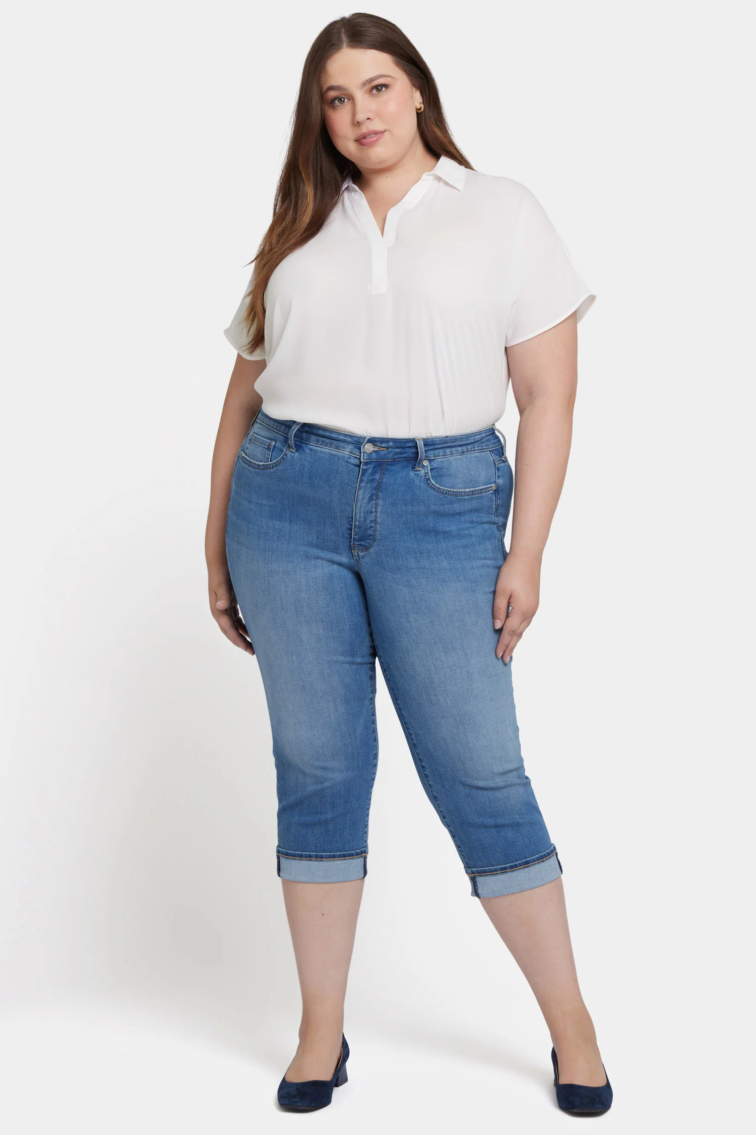 Marilyn Straight Crop Jeans In Plus Size - Water Canyon - Image 4