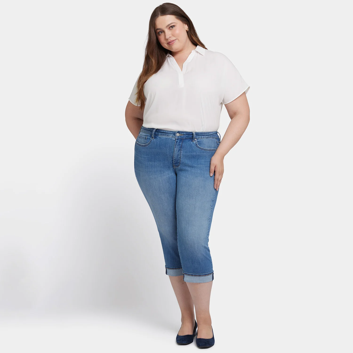 Marilyn Straight Crop Jeans In Plus Size - Water Canyon - Image 7