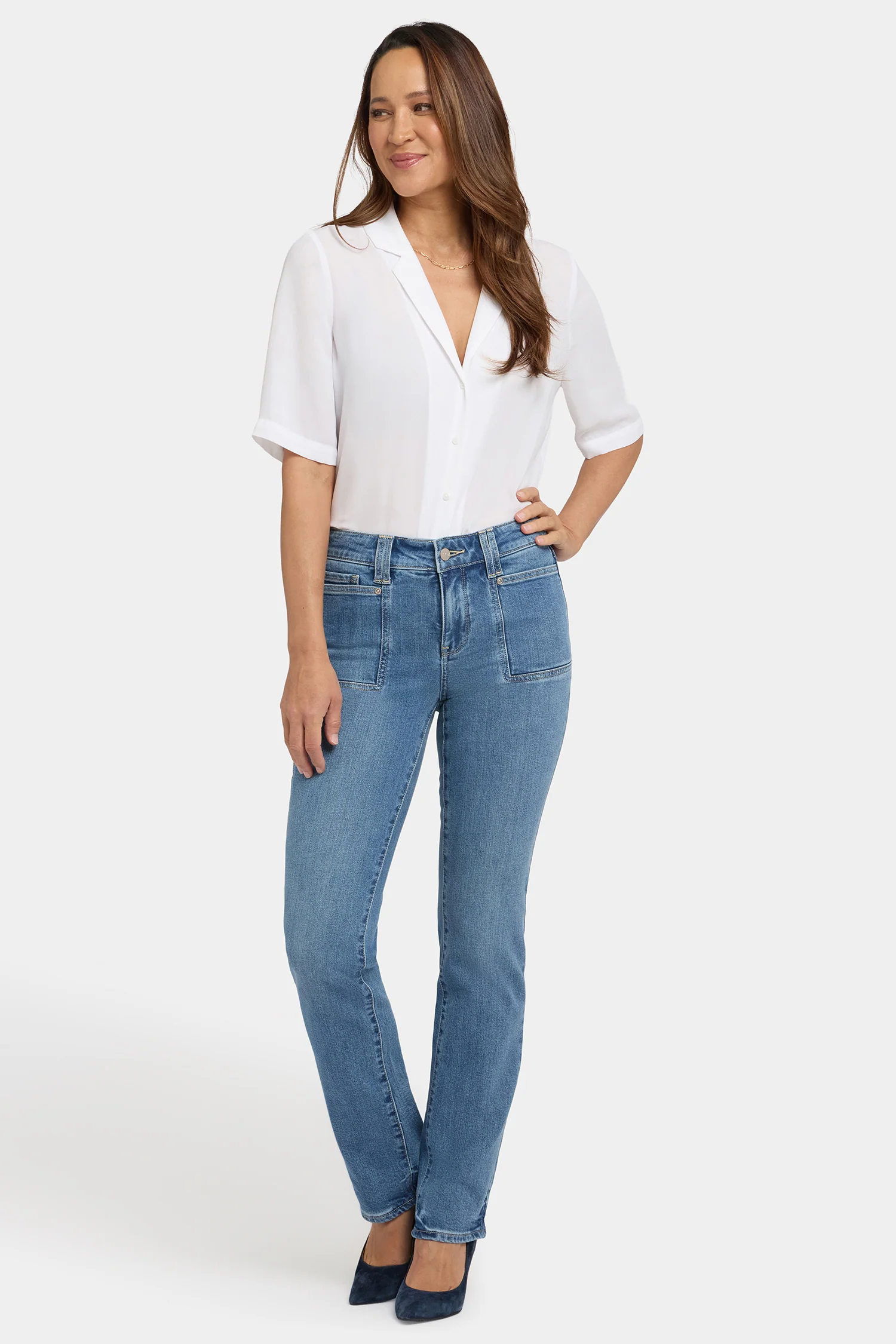 Marilyn Straight Jeans In Petite - Bastille Sea