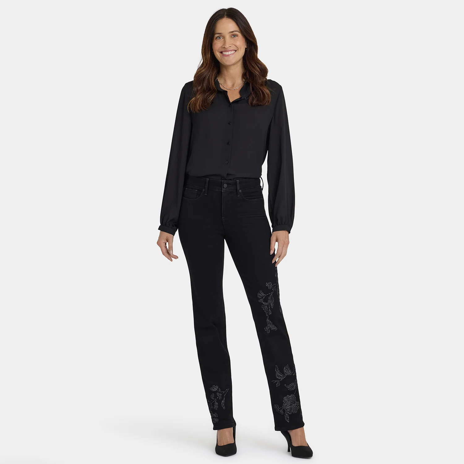 Marilyn Straight Jeans In Petite - Black Rinse - Image 6