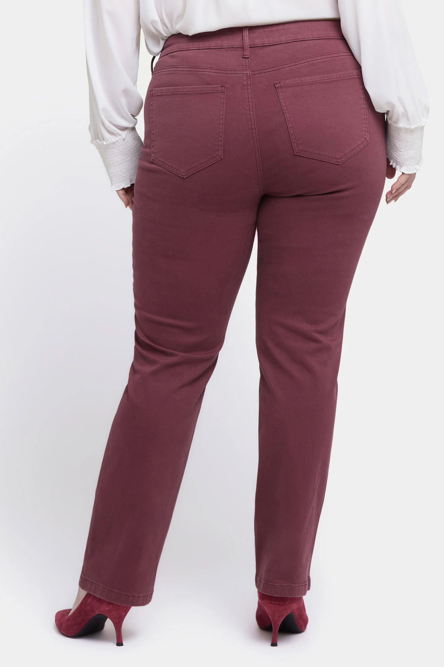 Marilyn Straight Jeans In Plus Size - Dark Cherry - Image 2