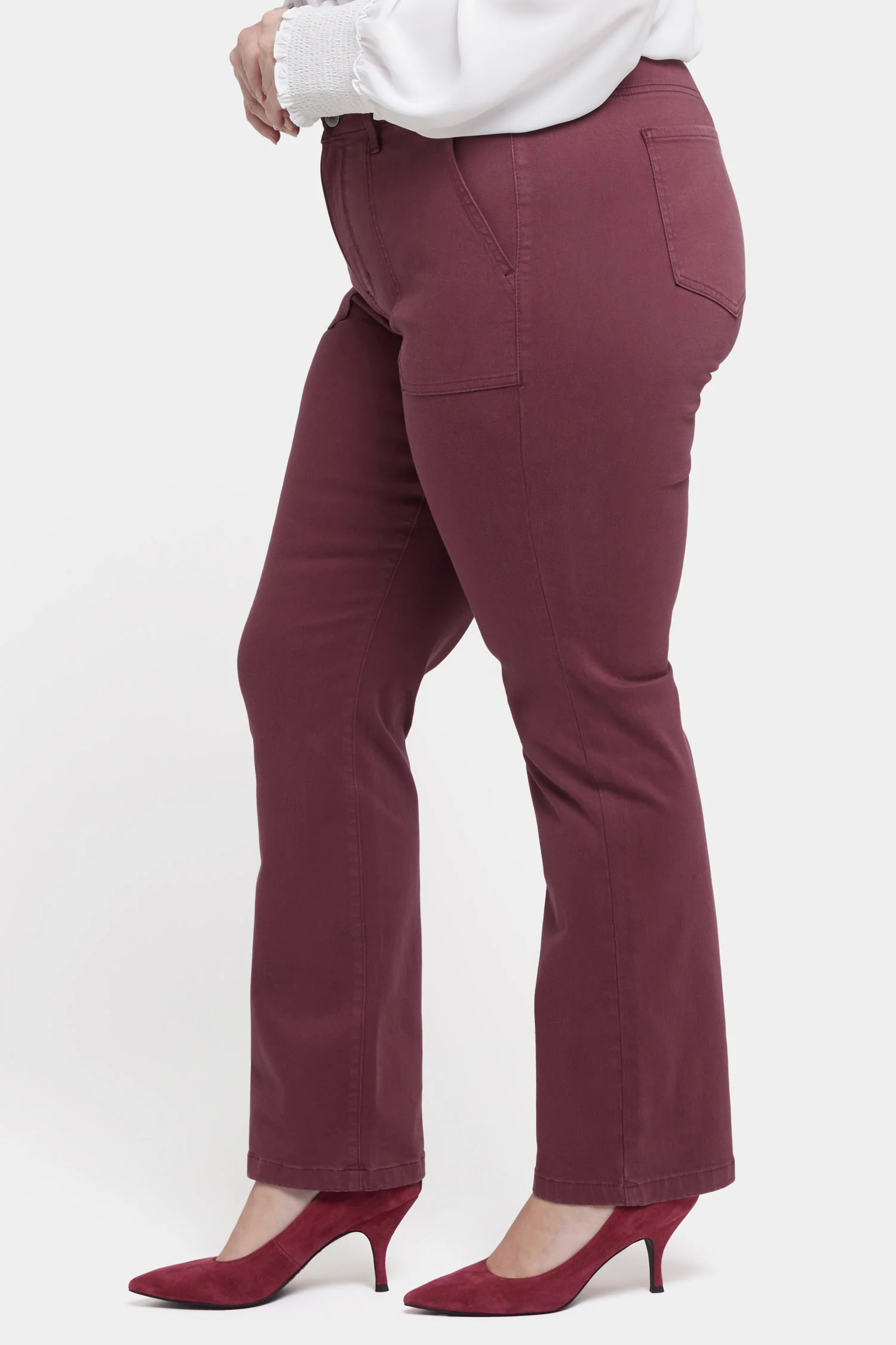 Marilyn Straight Jeans In Plus Size - Dark Cherry - Image 3