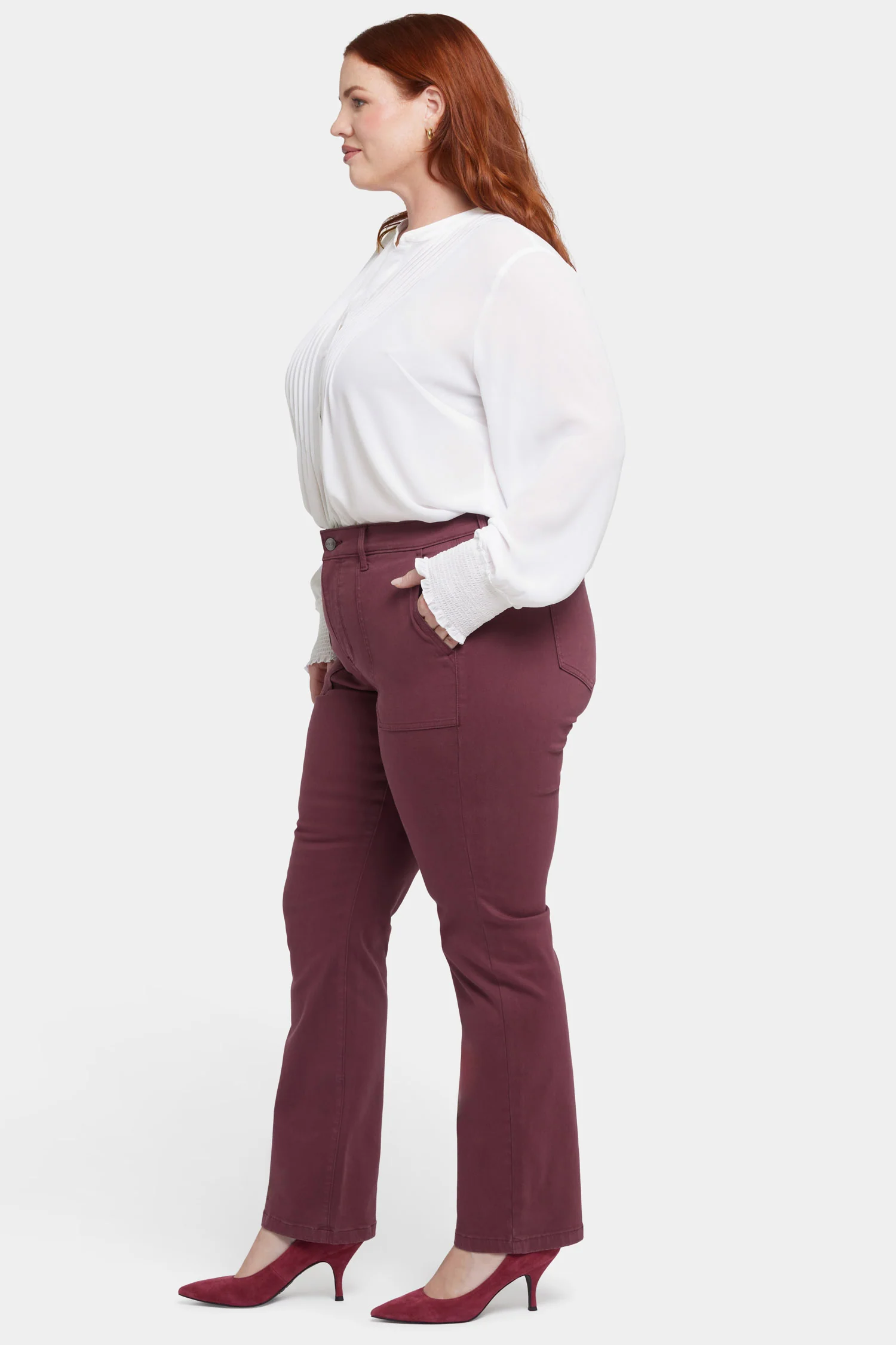 Marilyn Straight Jeans In Plus Size - Dark Cherry - Image 5