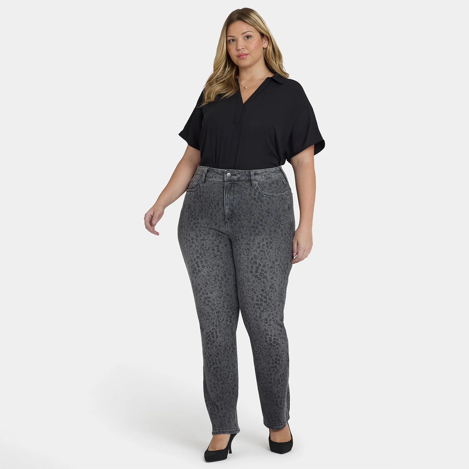 Marilyn Straight Jeans In Plus Size - Grey Daniela Ditsy - Image 6