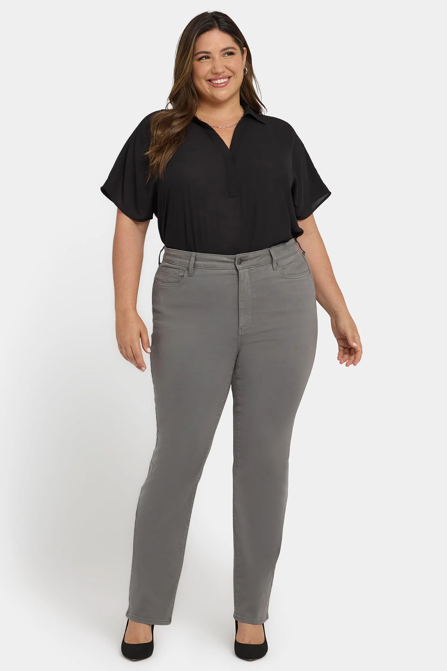 Marilyn Straight Jeans In Plus Size - Lunar Stone